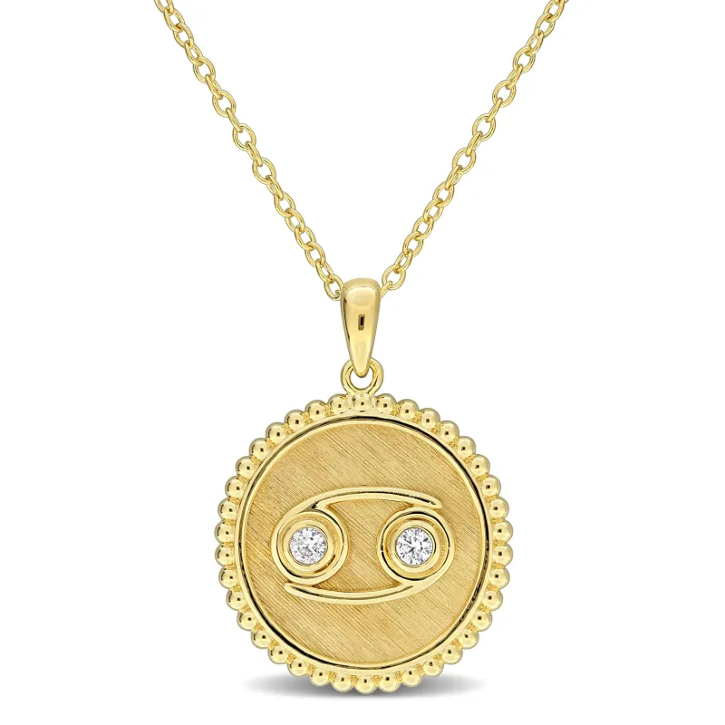 Sofia B. Created White Sapphire Zodiac Sign Necklace Yellow Silver made by Zulily