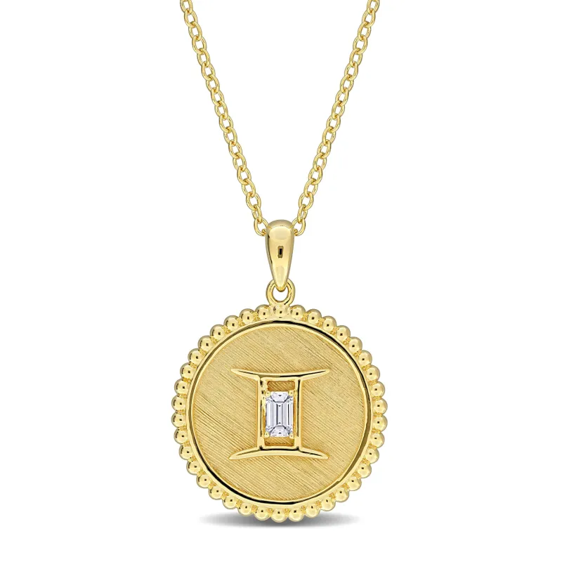 Sofia B. Created White Sapphire Zodiac Sign Necklace Yellow Silver made by Zulily