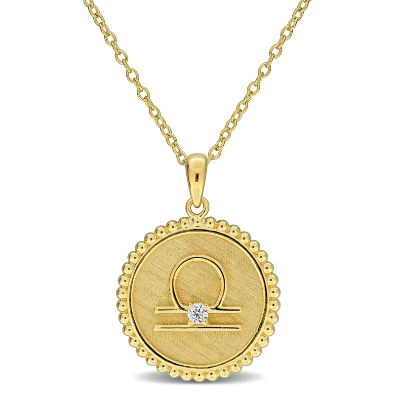 Sofia B. Created White Sapphire Zodiac Sign Necklace Yellow Silver made by Zulily