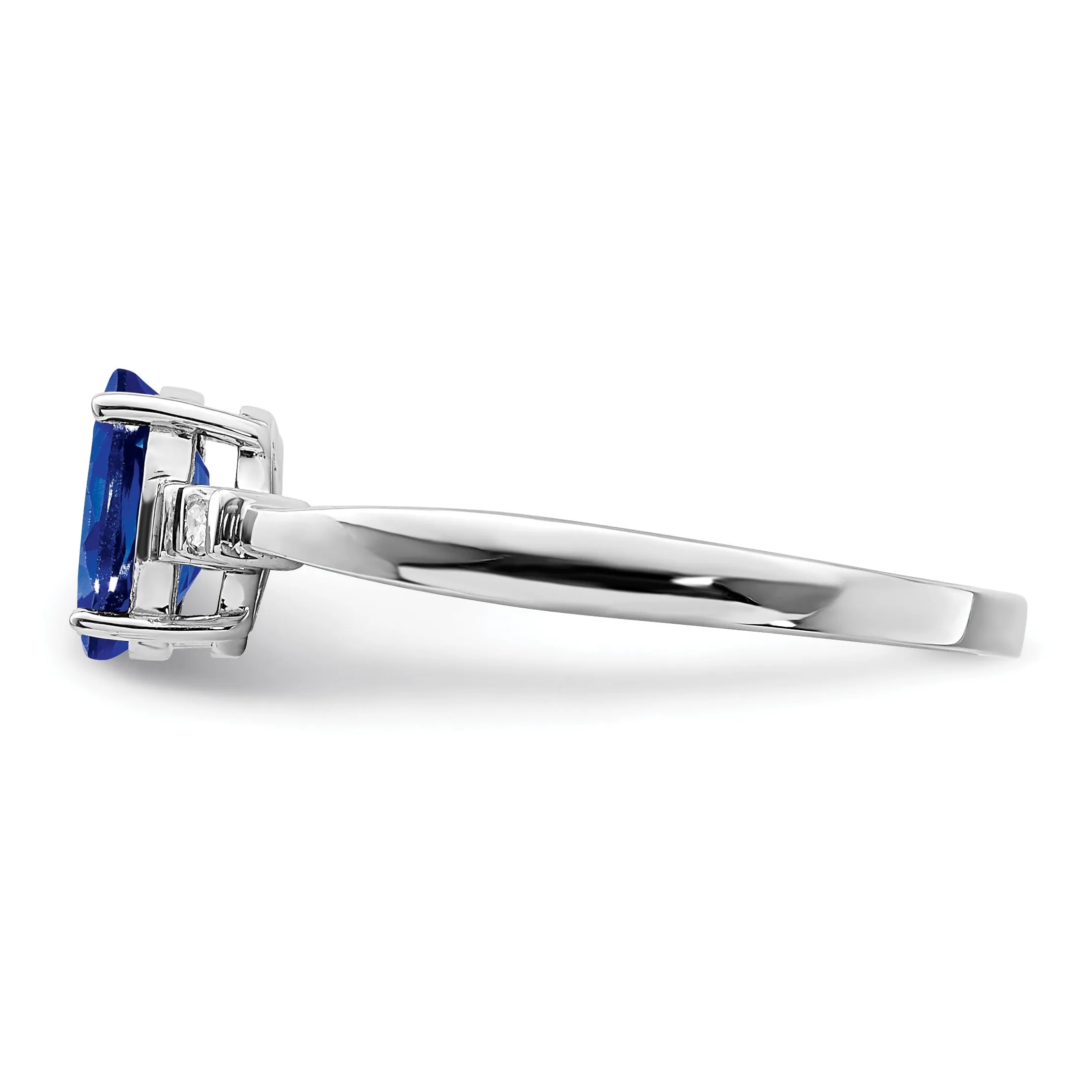 1.04 Ct Oval Blue Sapphire & Diamond Prong Rhodium Over Silver Five Stone Ring sold by Zulily product image thumbnail 4