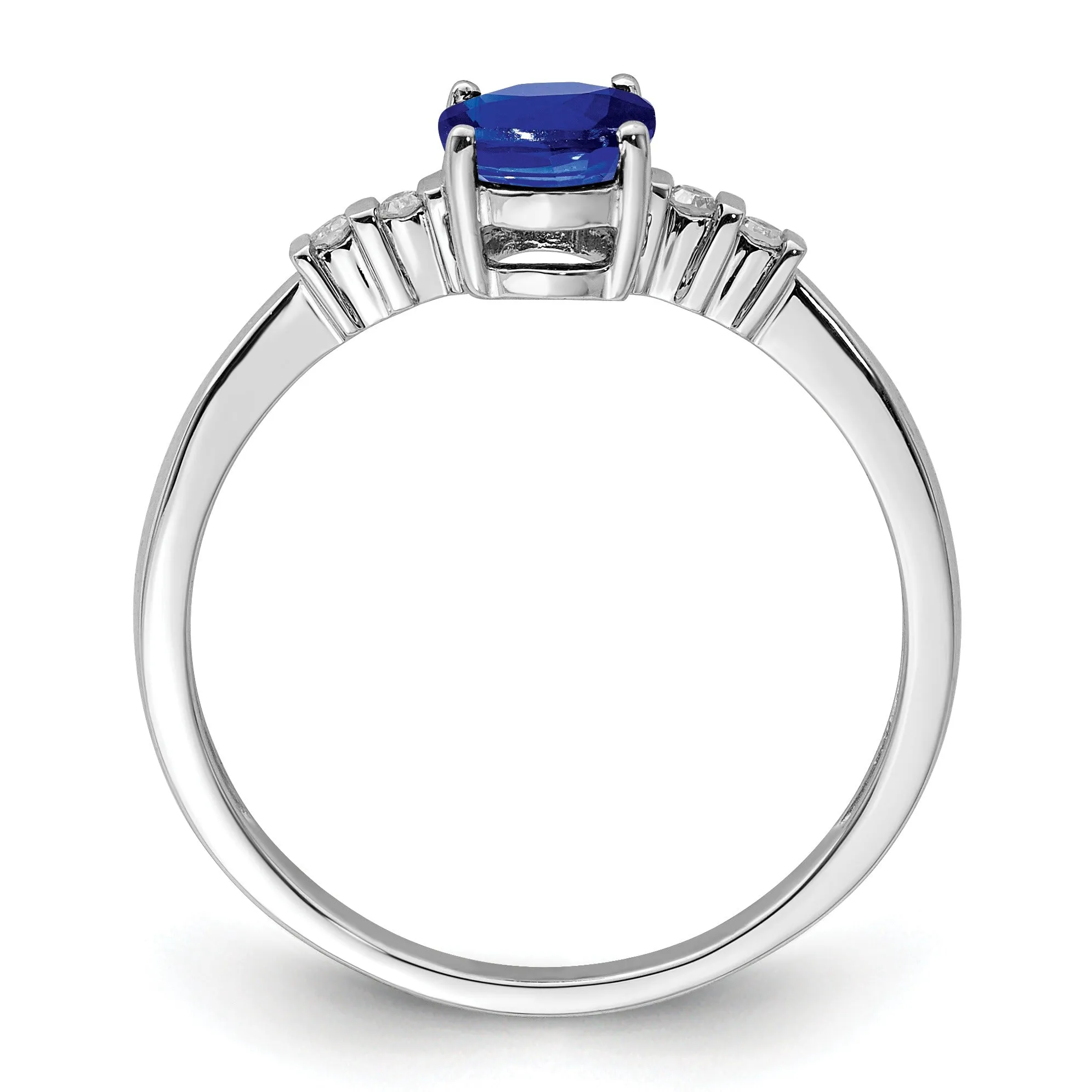 1.04 Ct Oval Blue Sapphire & Diamond Prong Rhodium Over Silver Five Stone Ring sold by Zulily product image thumbnail 5