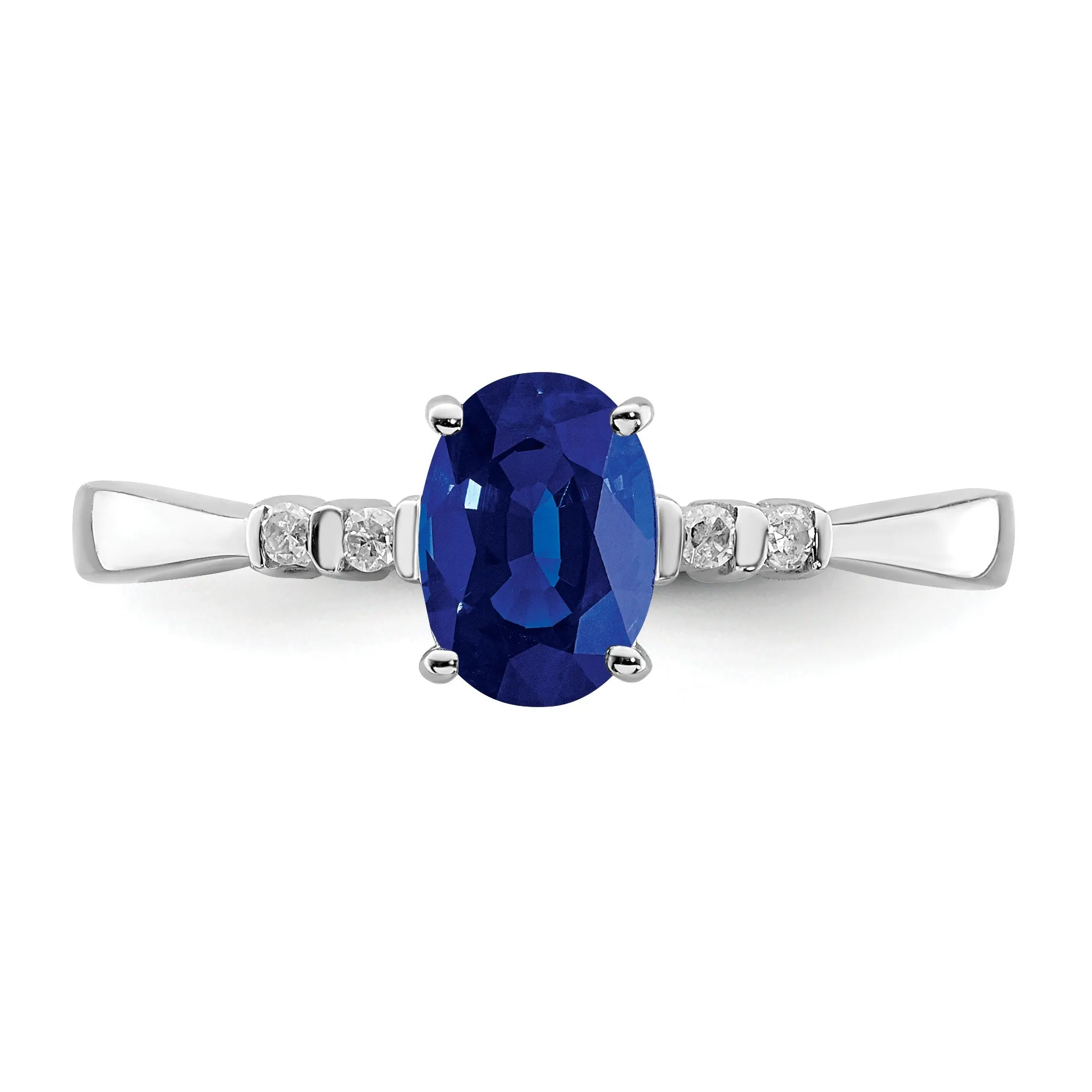 1.04 Ct Oval Blue Sapphire & Diamond Prong Rhodium Over Silver Five Stone Ring sold by Zulily product image thumbnail 3