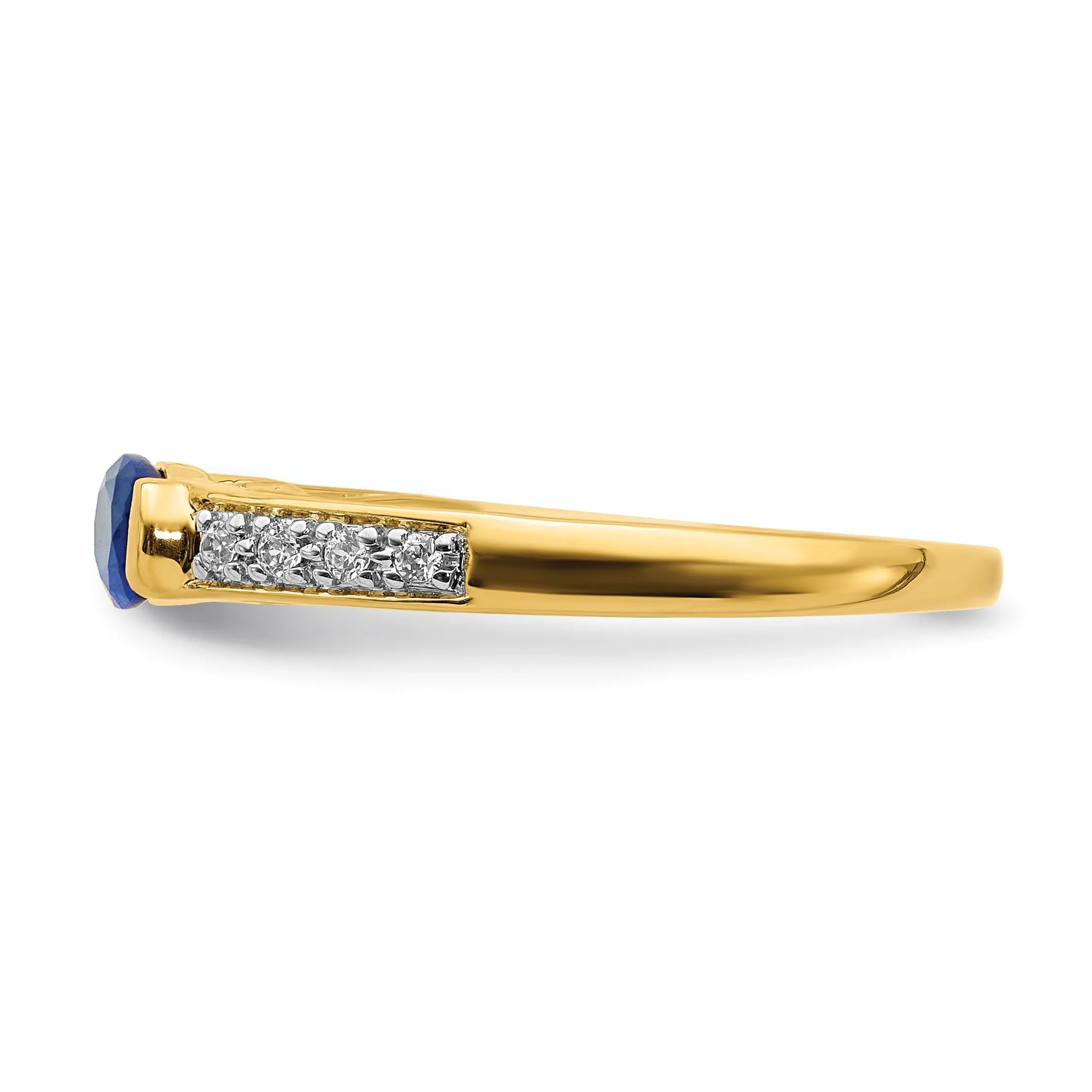 0.64 Ct Oval Blue Sapphire & Diamond Half-Bezel 14K Yellow Gold East-West Ring sold by Zulily product image thumbnail 5