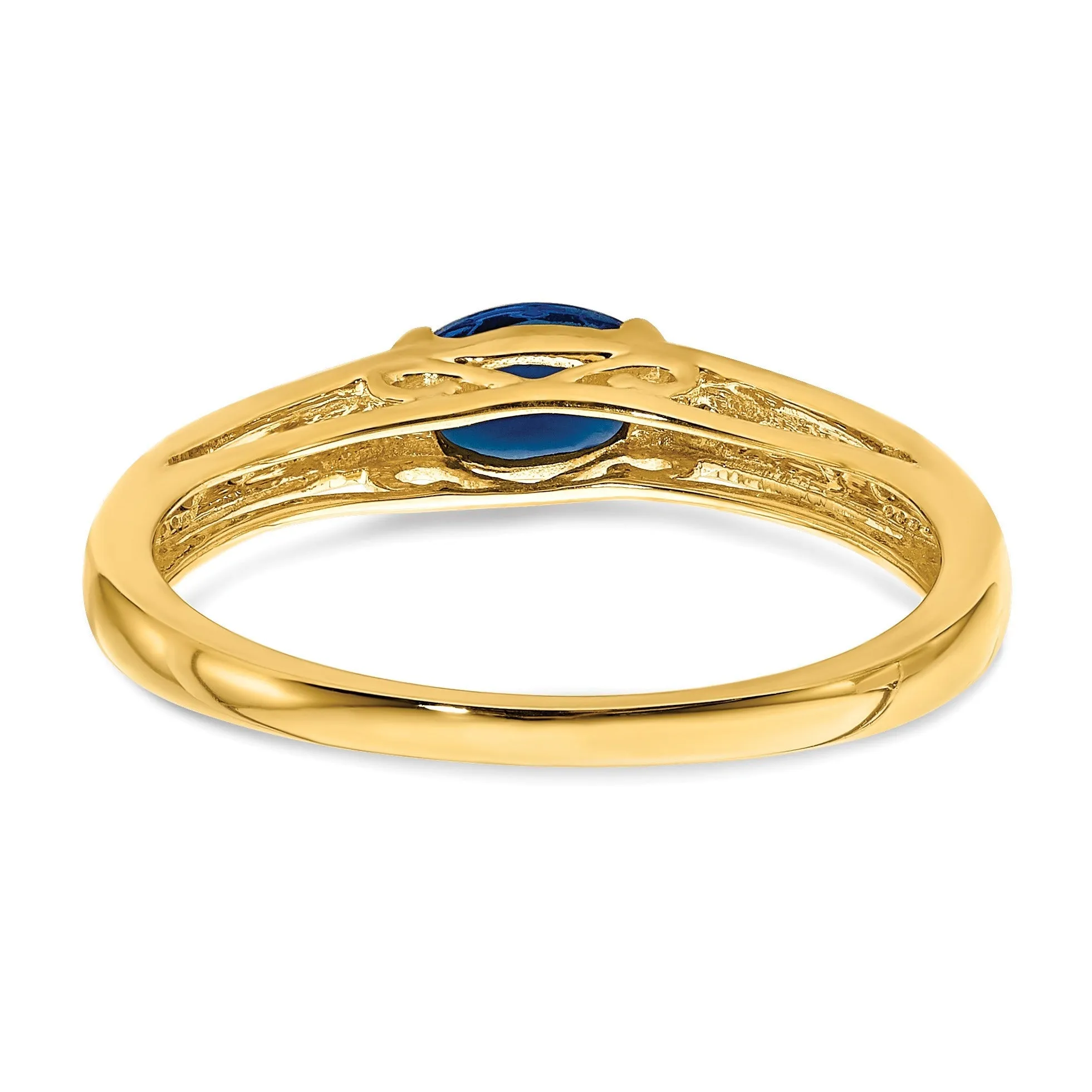 0.64 Ct Oval Blue Sapphire & Diamond Half-Bezel 14K Yellow Gold East-West Ring sold by Zulily product image thumbnail 4
