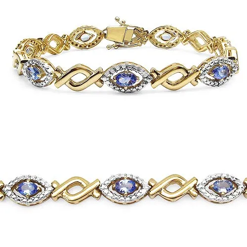 14K Yellow Gold Plated 3.08 Carat Oval Violet Genuine Tanzanite 925 Sterling Silver December Birthstone Tennis Bracelet sold by Zulily product image thumbnail 4