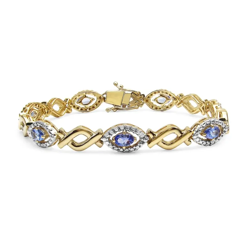 Oval Violet Tanzanite Prong Silver Evil Eye Link Bracelet made by Zulily