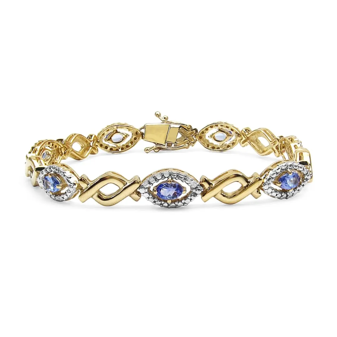 14K Yellow Gold Plated 3.08 Carat Oval Violet Genuine Tanzanite 925 Sterling Silver December Birthstone Tennis Bracelet sold by Zulily