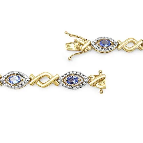14K Yellow Gold Plated 3.08 Carat Oval Violet Genuine Tanzanite 925 Sterling Silver December Birthstone Tennis Bracelet sold by Zulily product image thumbnail 5