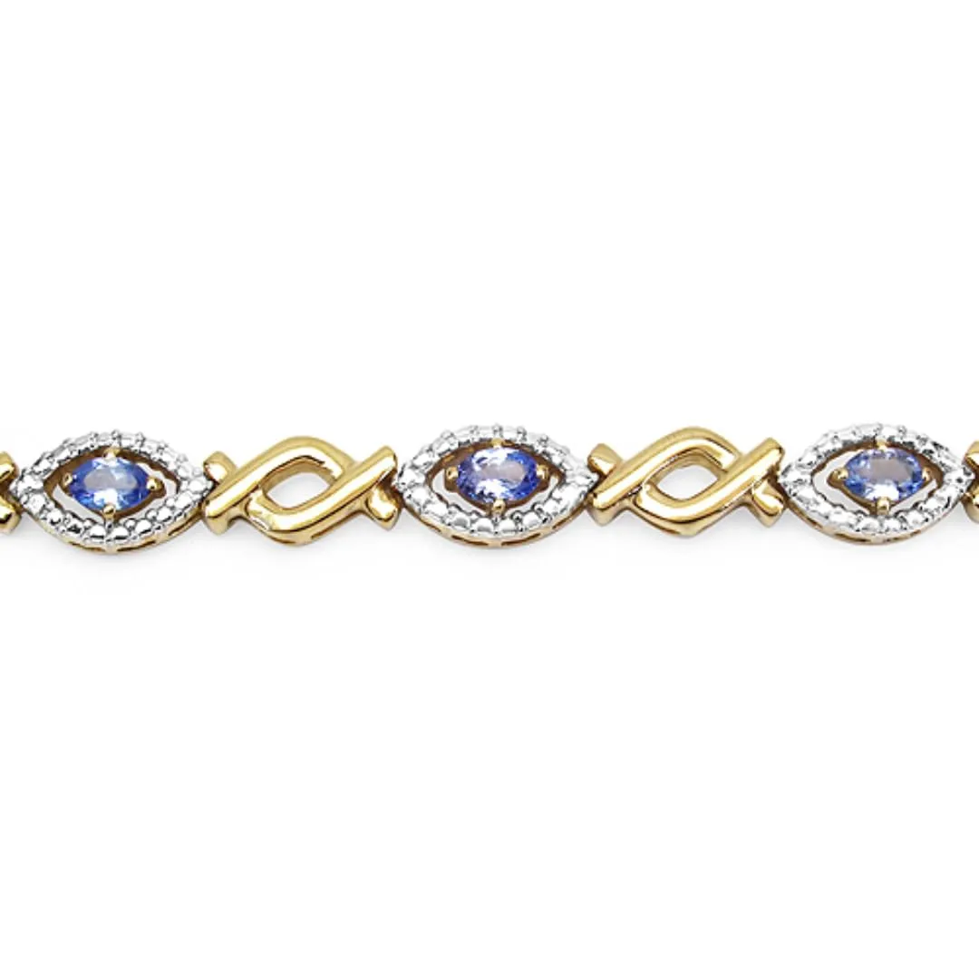 14K Yellow Gold Plated 3.08 Carat Oval Violet Genuine Tanzanite 925 Sterling Silver December Birthstone Tennis Bracelet sold by Zulily product image thumbnail 2