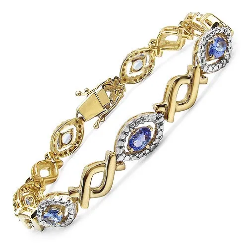 14K Yellow Gold Plated 3.08 Carat Oval Violet Genuine Tanzanite 925 Sterling Silver December Birthstone Tennis Bracelet sold by Zulily product image thumbnail 3
