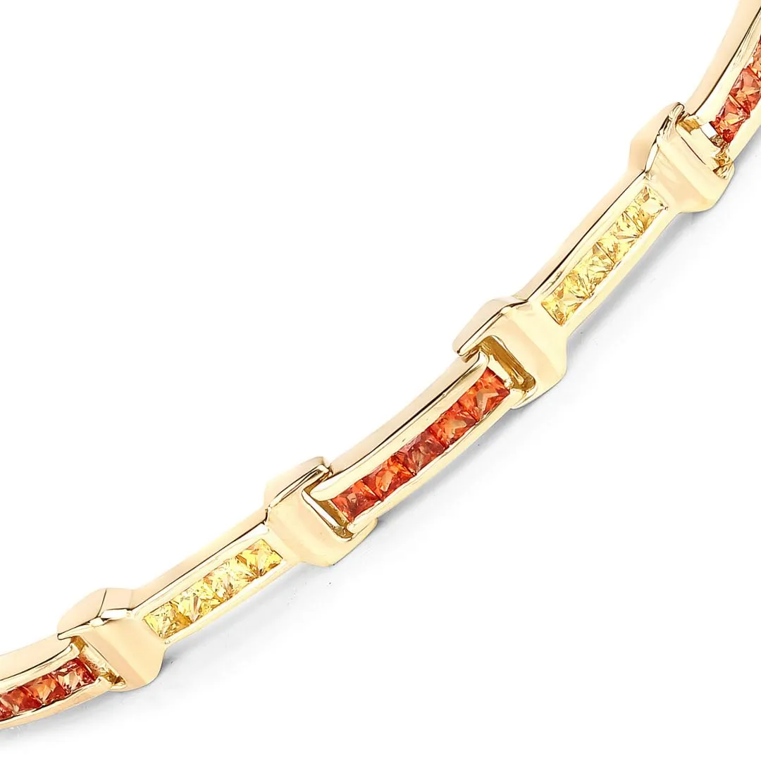 6.48 Carat Square Orange Genuine Orange Sapphire and Yellow Sapphire 925 Sterling Silver September Birthstone Tennis Bracelet sold by Zulily product image thumbnail 5