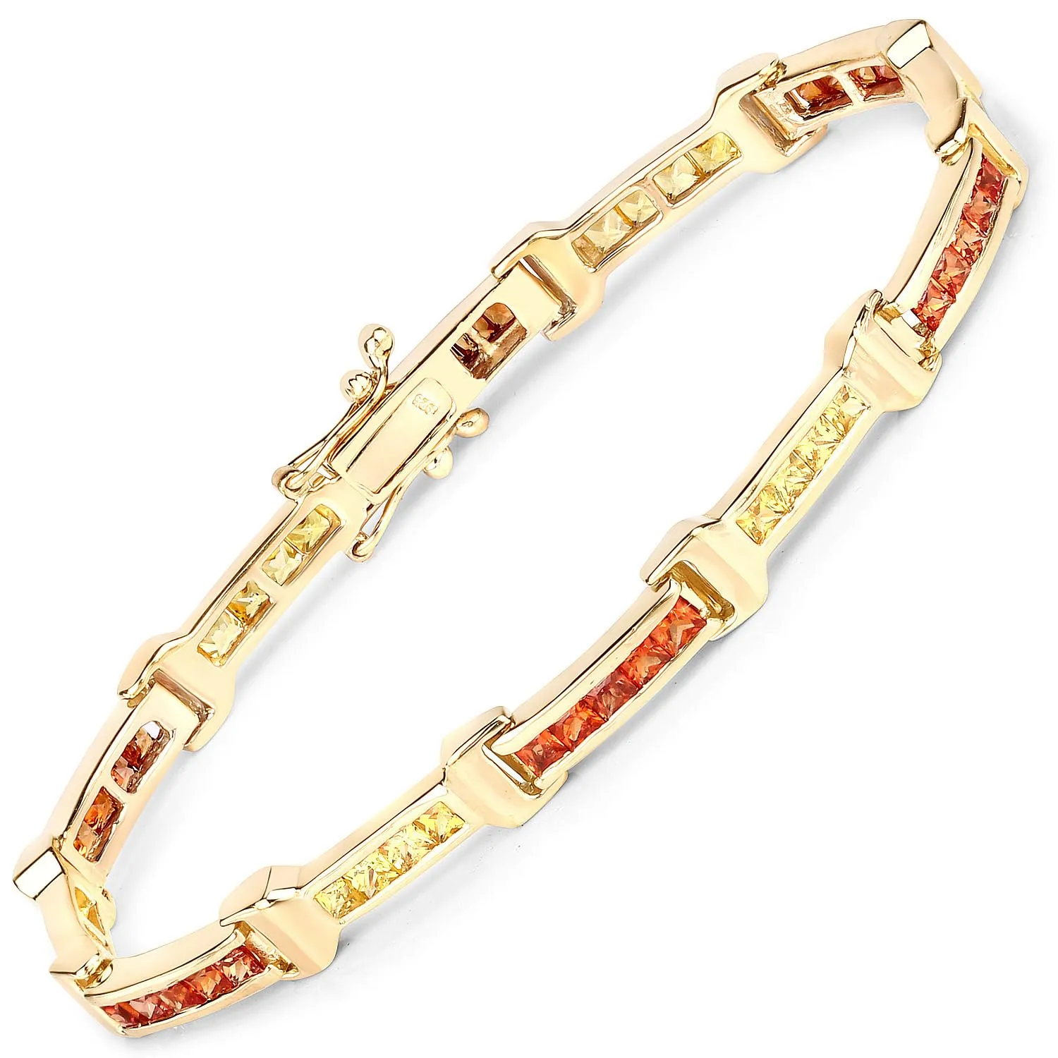 6.48 Carat Square Orange Genuine Orange Sapphire and Yellow Sapphire 925 Sterling Silver September Birthstone Tennis Bracelet sold by Zulily product image thumbnail 2