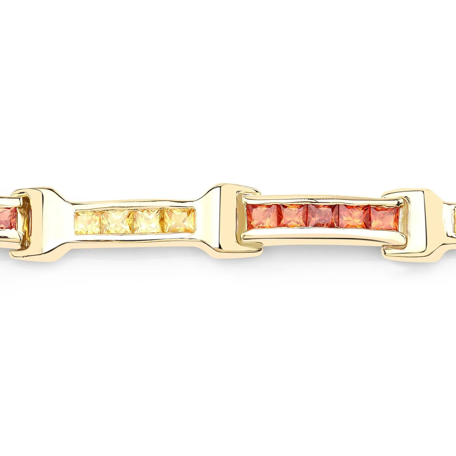 6.48 Carat Square Orange Genuine Orange Sapphire and Yellow Sapphire 925 Sterling Silver September Birthstone Tennis Bracelet sold by Zulily product image thumbnail 3