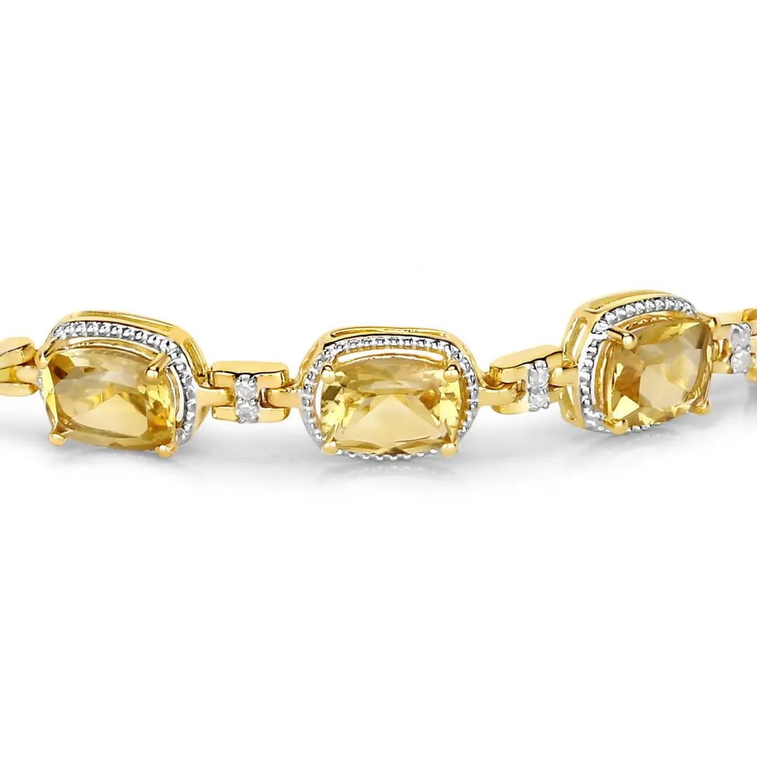 Cushion Yellow Citrine & Diamond Prong Silver Tennis Bracelet sold by Zulily product image thumbnail 2