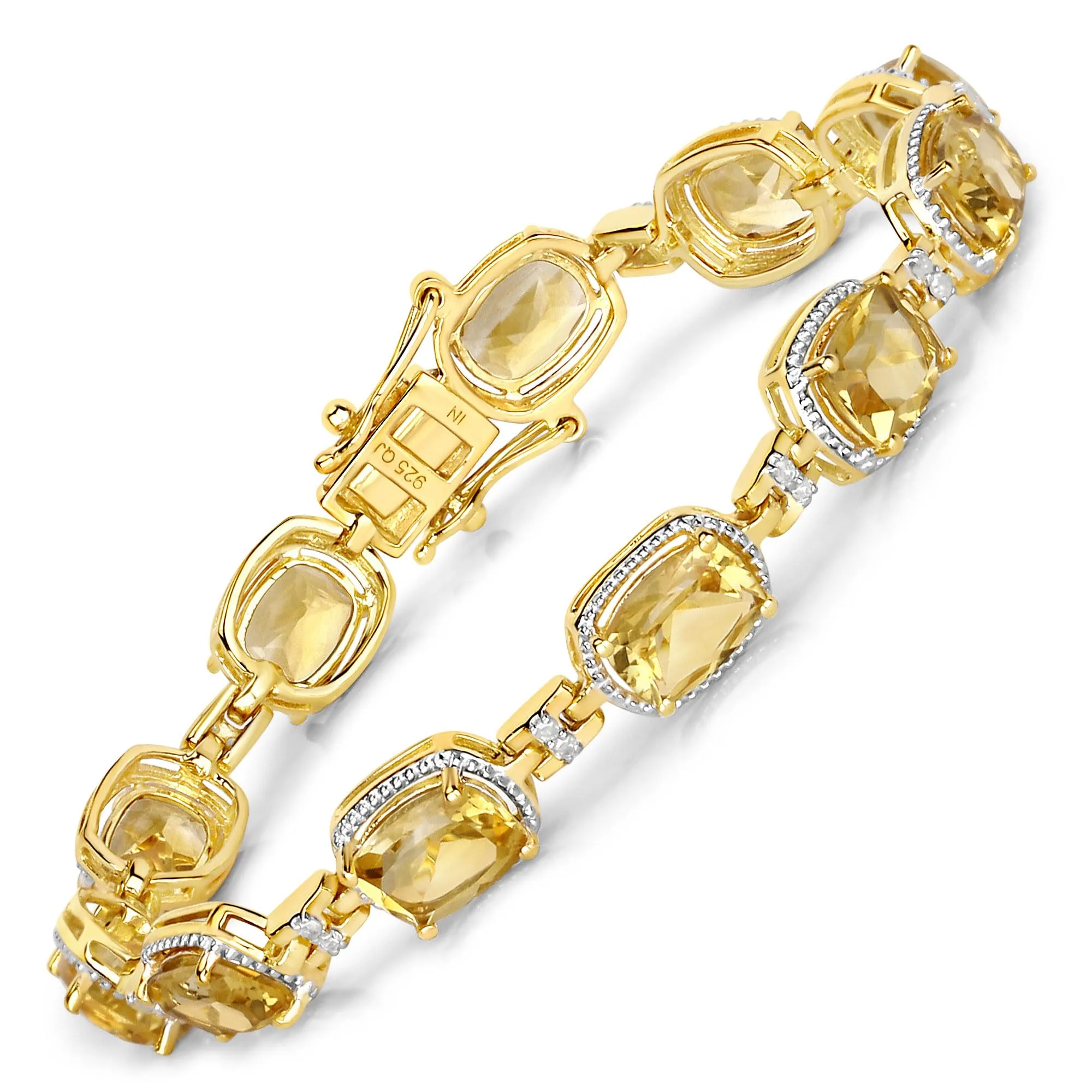 Cushion Yellow Citrine & Diamond Prong Silver Tennis Bracelet sold by Zulily product image thumbnail 3