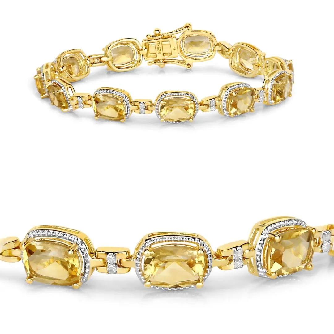 Cushion Yellow Citrine & Diamond Prong Silver Tennis Bracelet sold by Zulily product image thumbnail 4