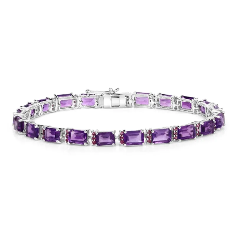 Octagon Purple Amethyst Prong Silver Tennis Bracelet made by Zulily