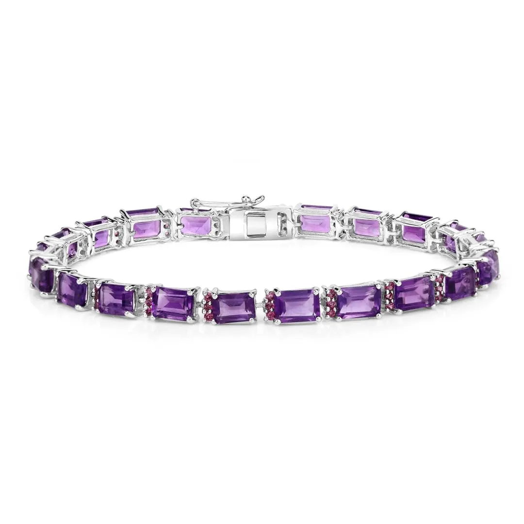 Octagon Purple Amethyst Prong Silver Tennis Bracelet sold by Zulily