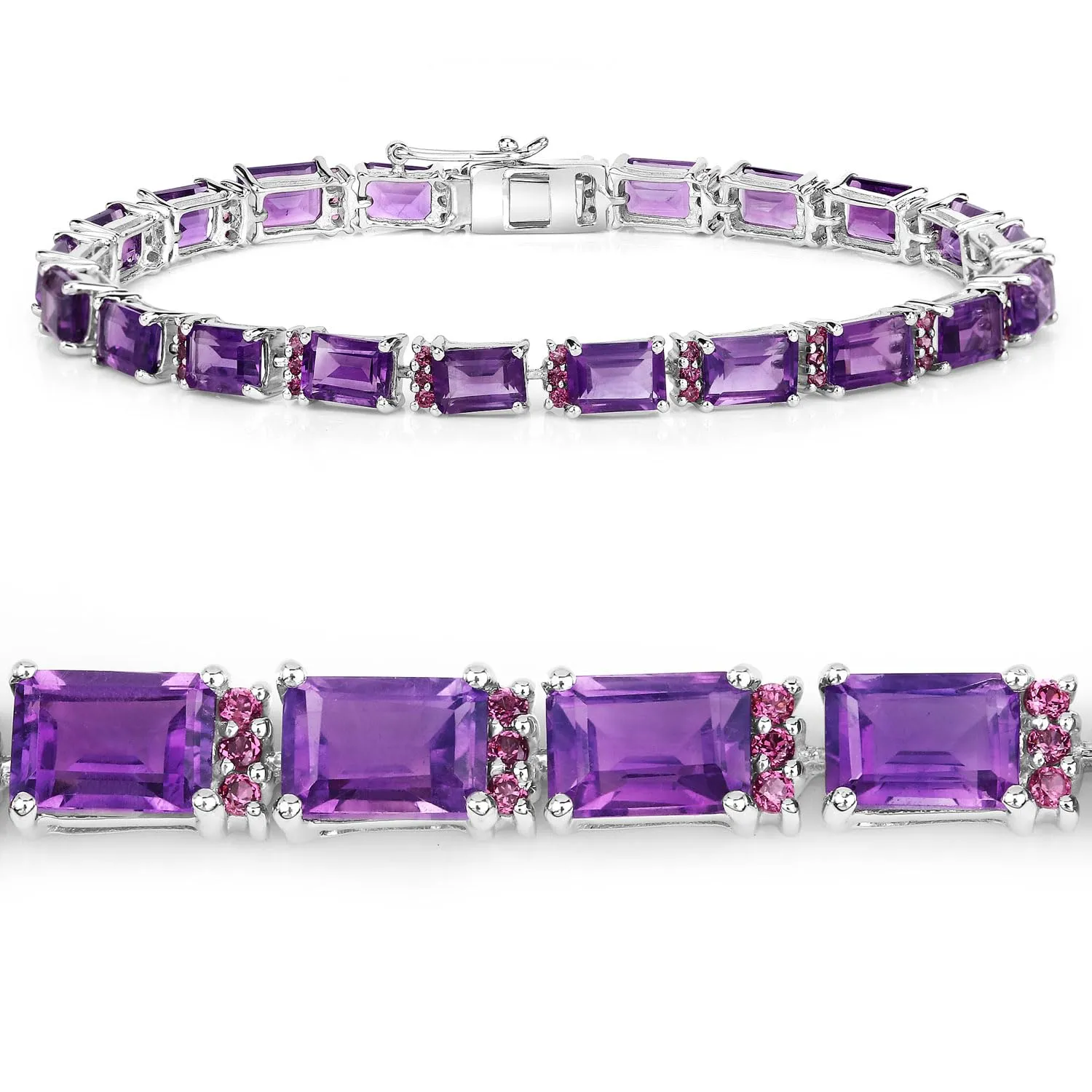 Octagon Purple Amethyst Prong Silver Tennis Bracelet sold by Zulily product image thumbnail 5