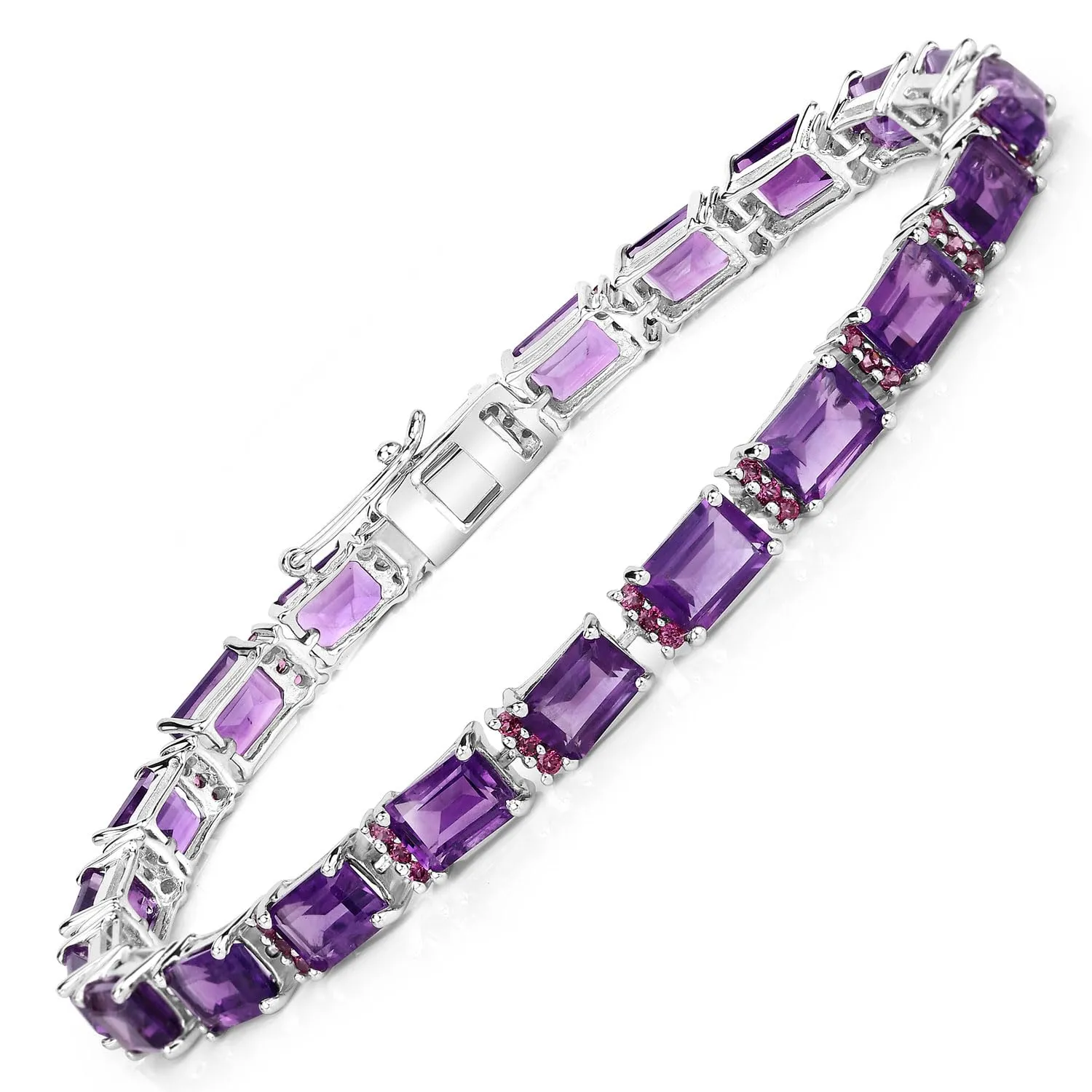 Octagon Purple Amethyst Prong Silver Tennis Bracelet sold by Zulily product image thumbnail 3