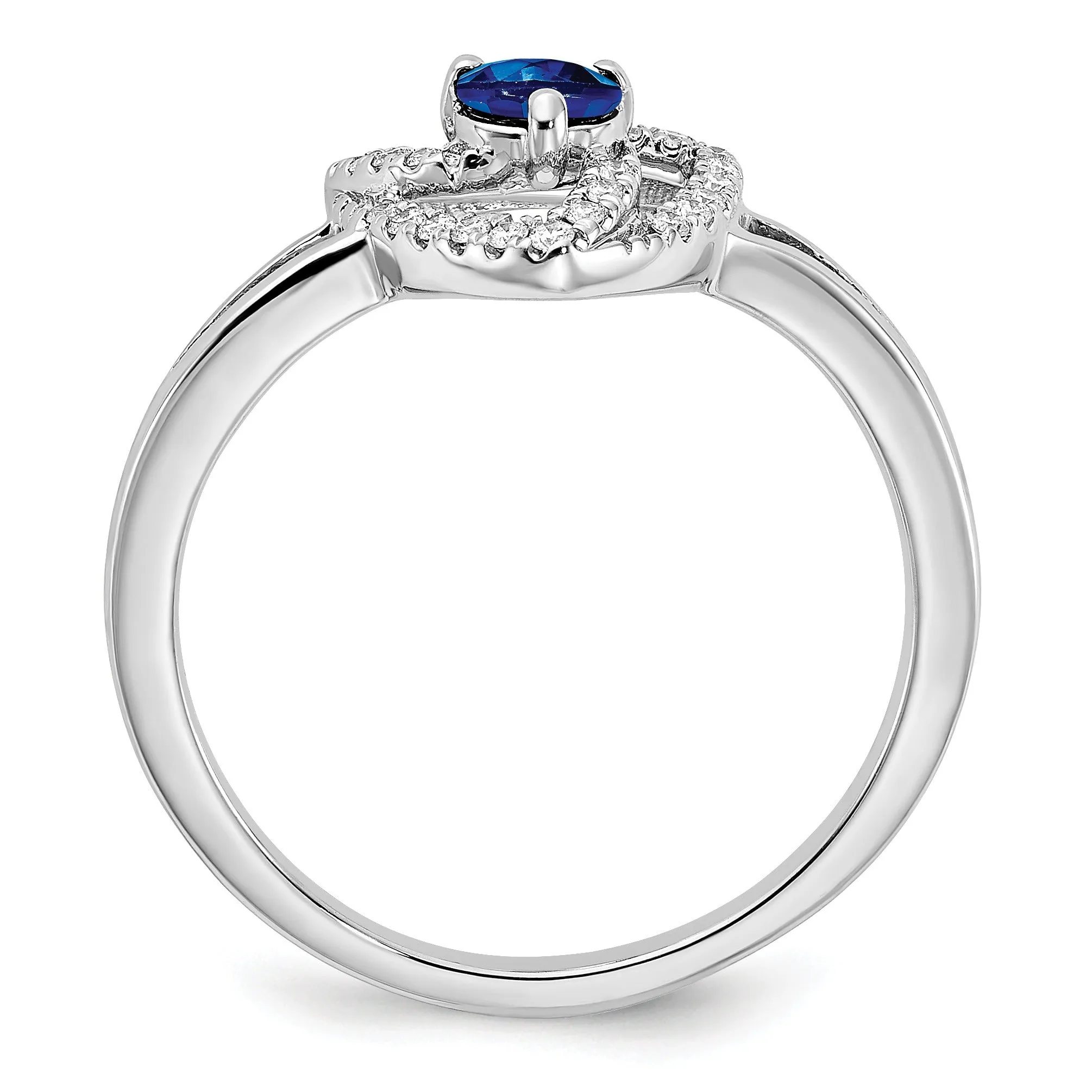 0.15 Ct Round Blue Sapphire & Diamond Prong 14K White Gold Pavé Triangle Ring sold by Zulily product image thumbnail 5