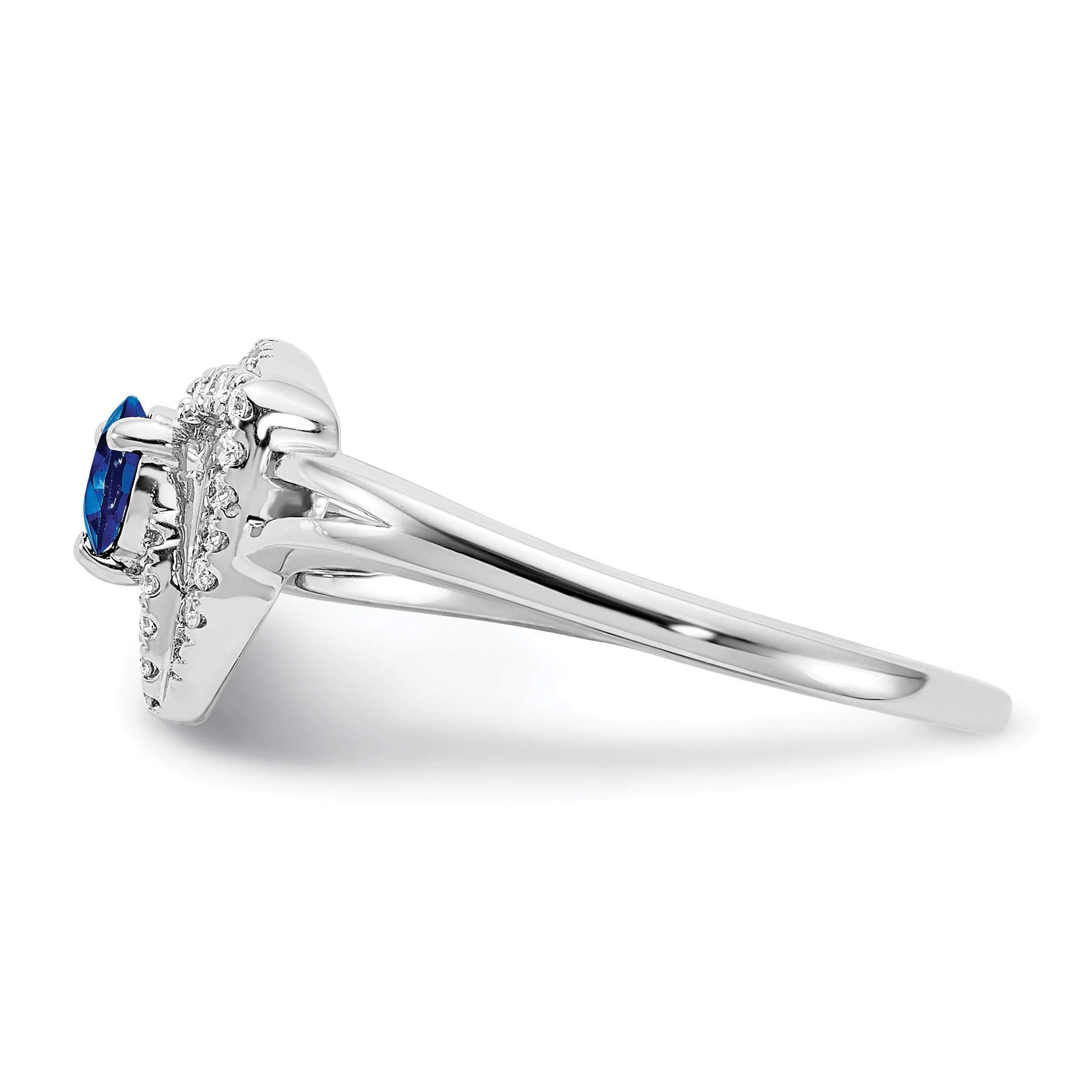 0.15 Ct Round Blue Sapphire & Diamond Prong 14K White Gold Pavé Triangle Ring sold by Zulily product image thumbnail 4