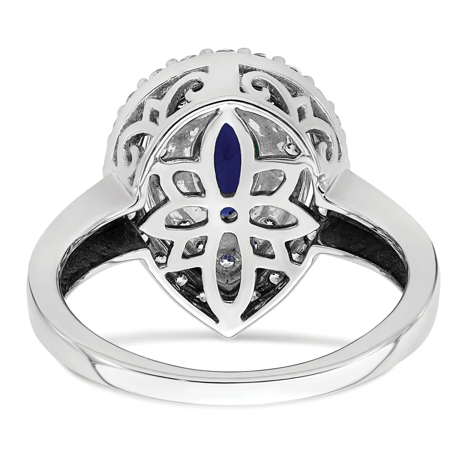 1.46 Ct Pear Blue Created Sapphire & Lab Diamond Prong 14K White Gold Double Halo Filigree Ring sold by Zulily product image thumbnail 5
