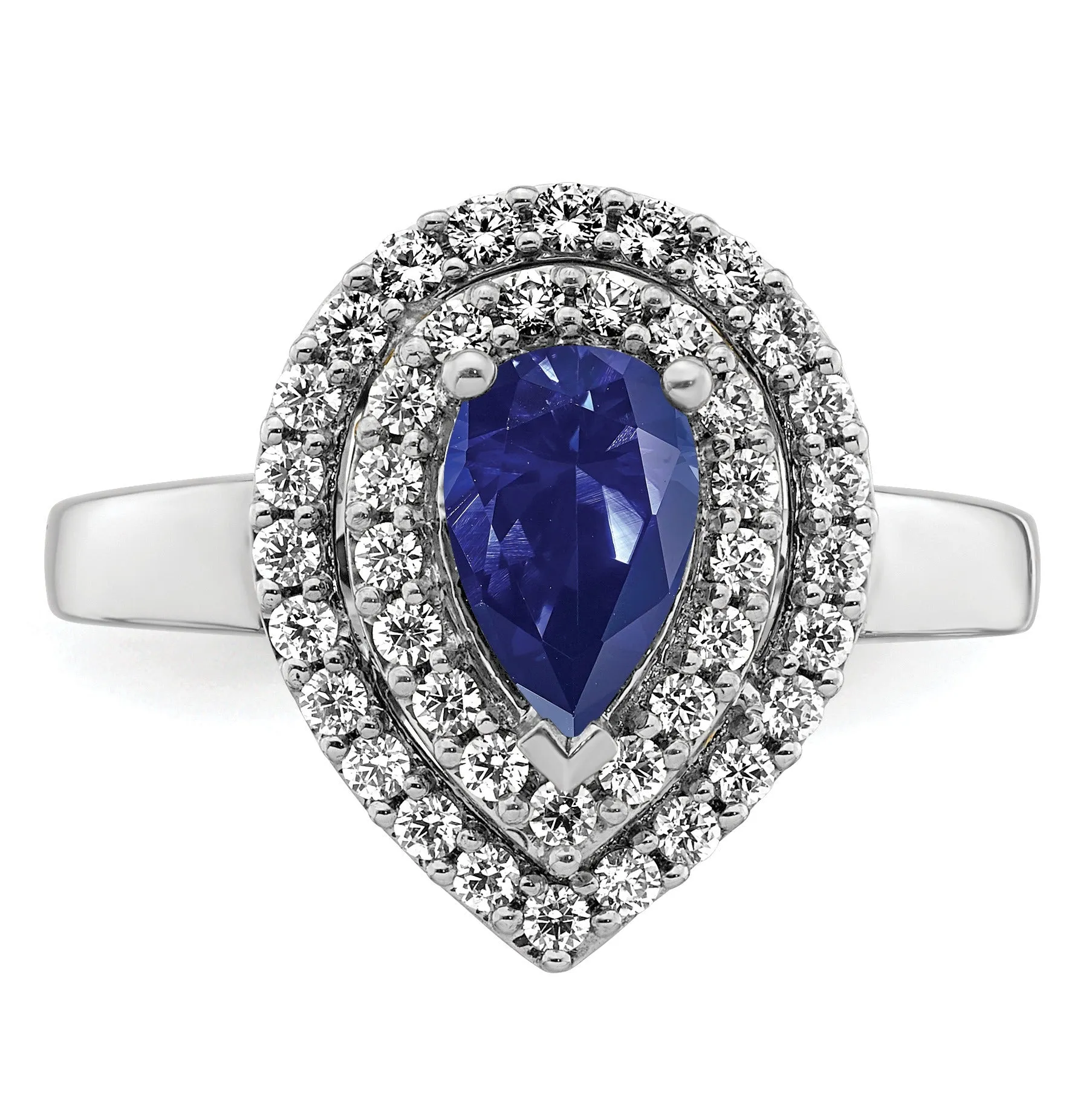 1.46 Ct Pear Blue Created Sapphire & Lab Diamond Prong 14K White Gold Double Halo Filigree Ring sold by Zulily product image thumbnail 3