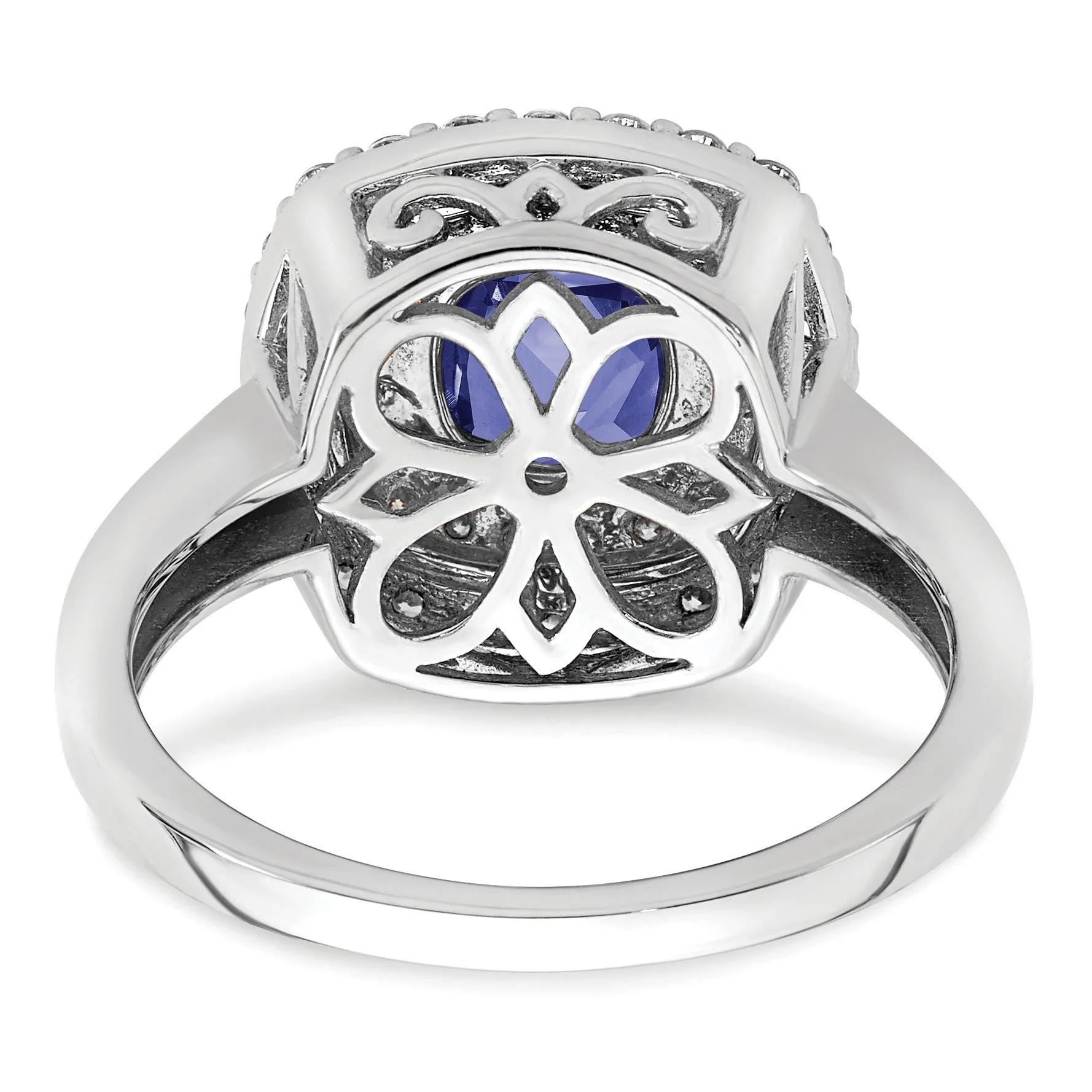 2.31 Ct Cushion Blue Created Sapphire & Lab Diamond Prong 14K White Gold Double Halo Ring sold by Zulily product image thumbnail 3