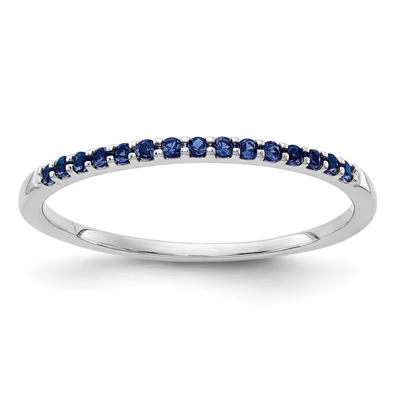 0.24 Ct Round Blue Sapphire Prong White Gold Half Eternity Ring made by Zulily