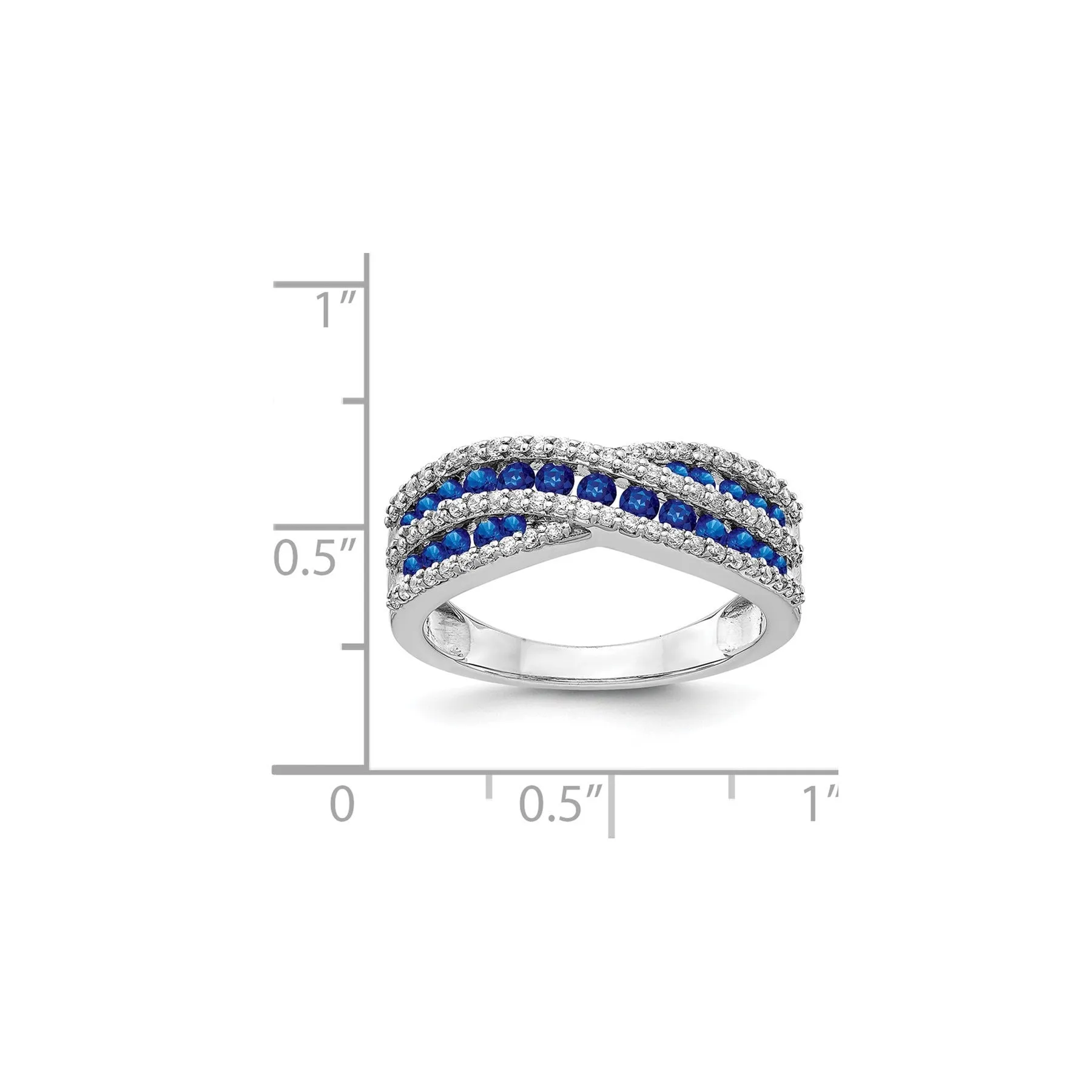 1.30 Ct Round Blue Sapphire & Diamond Pavé 14K White Gold Crossover Infinity Band Ring sold by Zulily product image thumbnail 3
