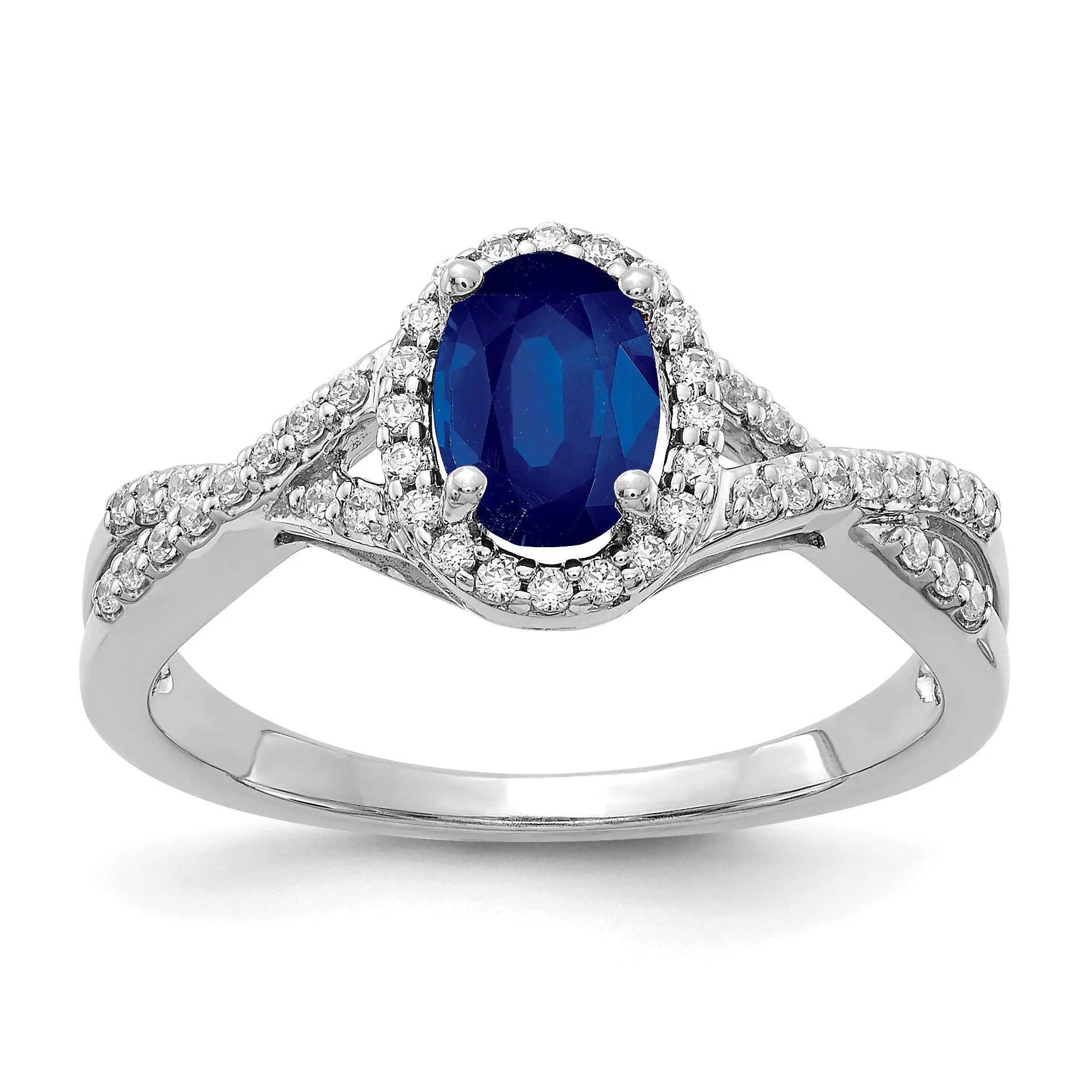 1 Ct Oval Blue Sapphire & Diamond Prong 10K Gold Halo Criss Cross Ring sold by Zulily