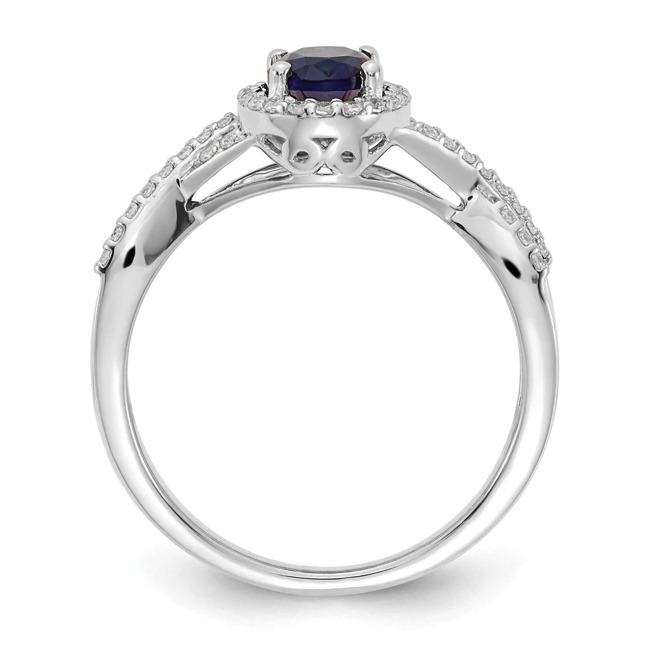 1 Ct Oval Blue Sapphire & Diamond Prong 10K Gold Halo Criss Cross Ring sold by Zulily product image thumbnail 5