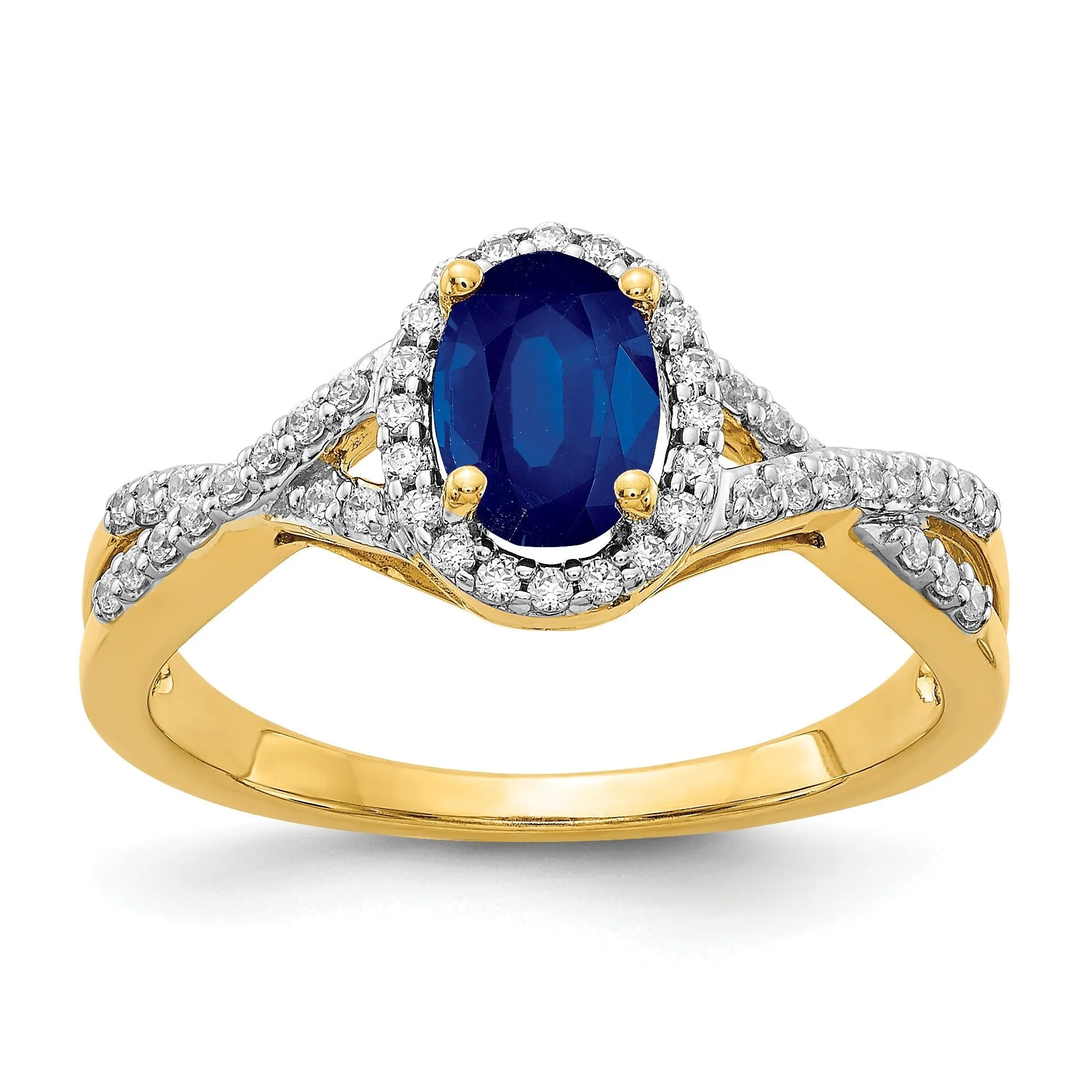 1 Ct Oval Blue Sapphire & Diamond Prong 10K Gold Halo Criss Cross Ring sold by Zulily product image thumbnail 2