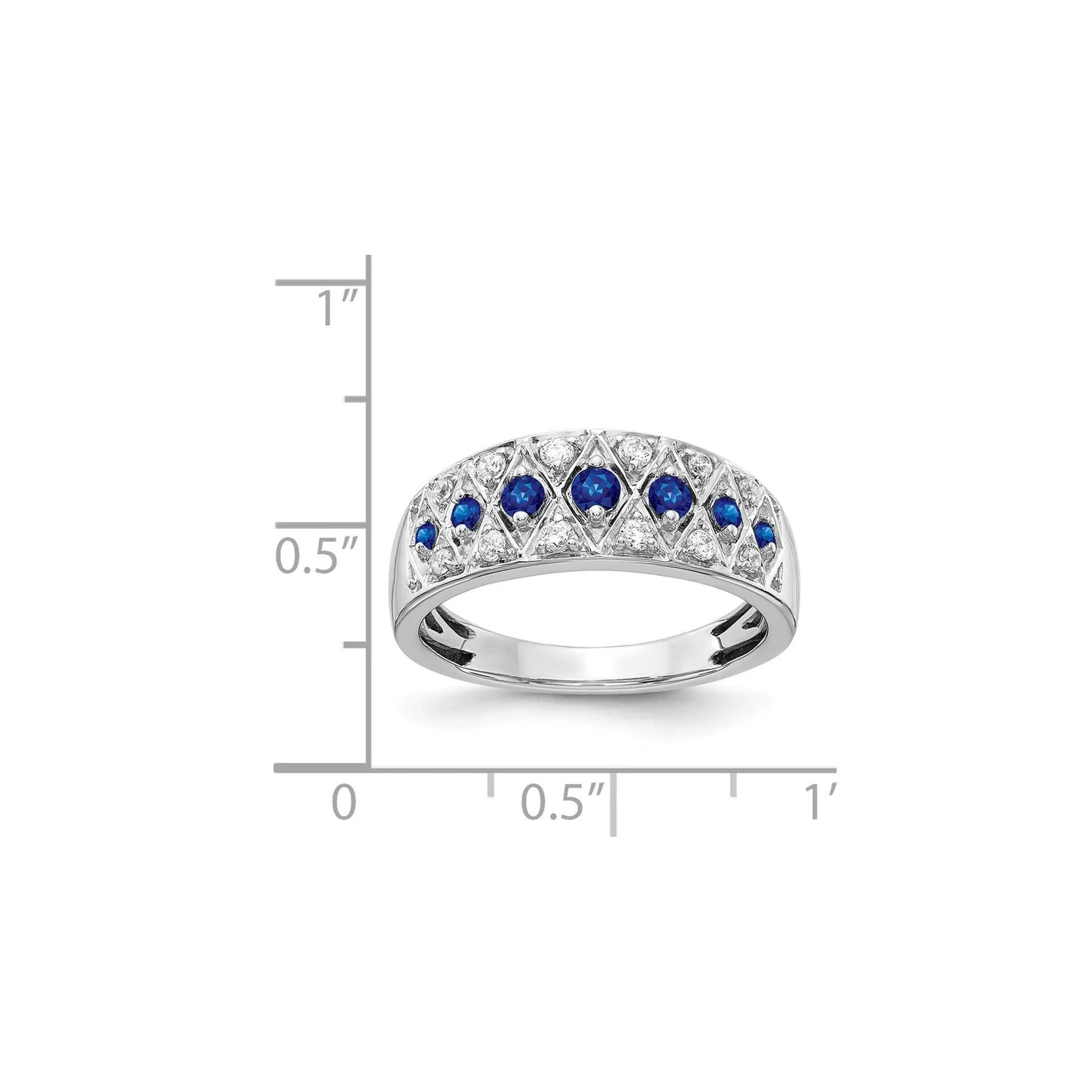 0.62 CT Round Blue Sapphire And Diamond Prong 14K White Gold Eternity Band Ring sold by Zulily product image thumbnail 2