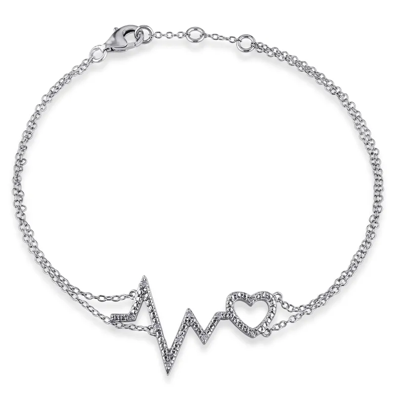 Sofia B. Diamond Accent Heartbeat Bracelet Sterling Silver made by Zulily