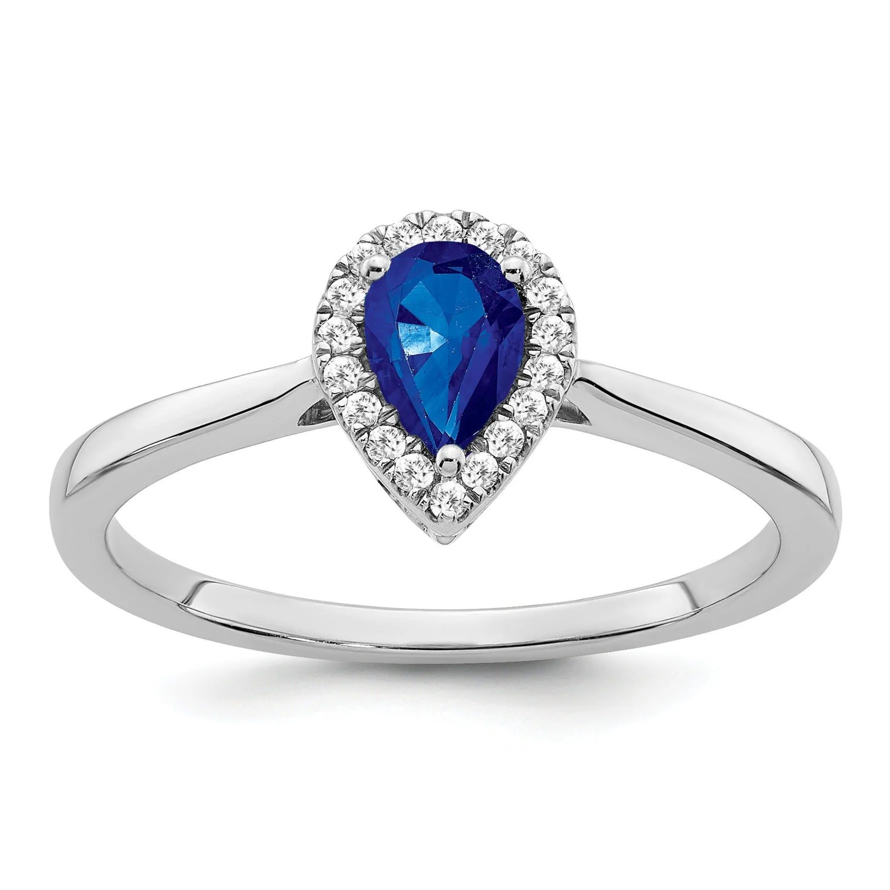 0.5 Ct Pear Blue Sapphire and Diamond 14K Gold Halo Teardrop Ring sold by Zulily product image thumbnail 2