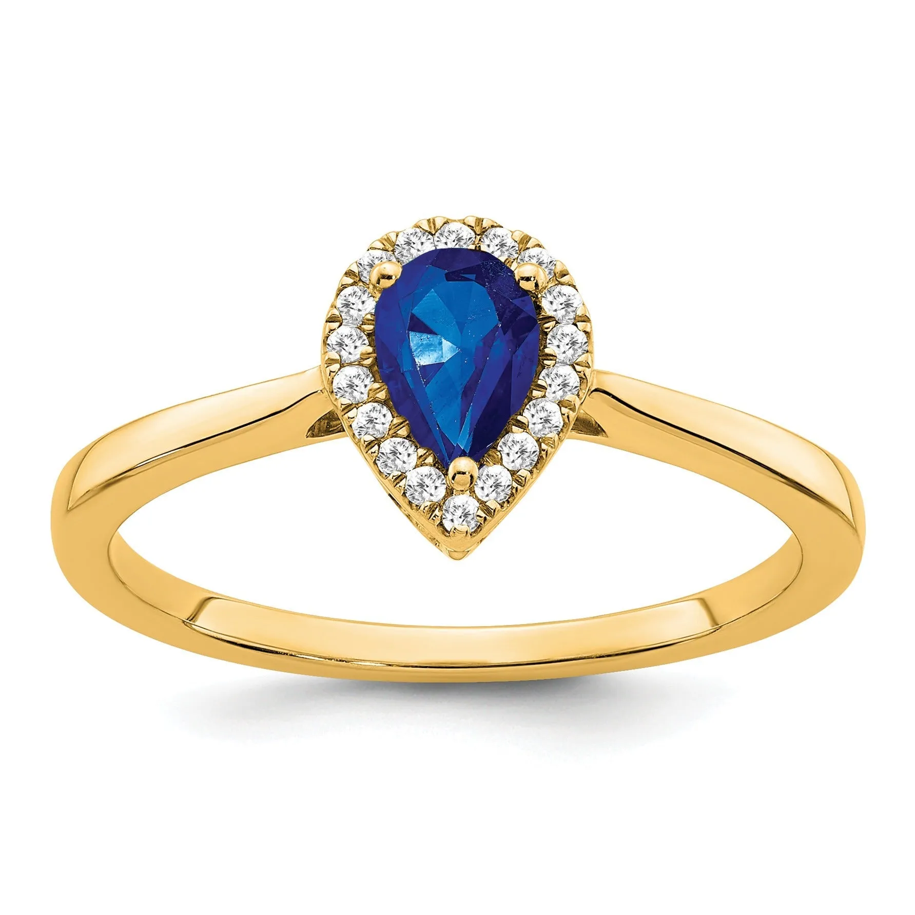 0.5 Ct Pear Blue Sapphire and Diamond 14K Gold Halo Teardrop Ring sold by Zulily