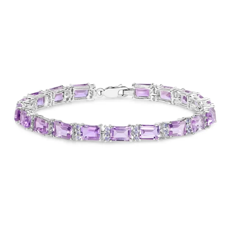 Octagon Purple Amethyst Prong Silver Tennis Bracelet made by Zulily