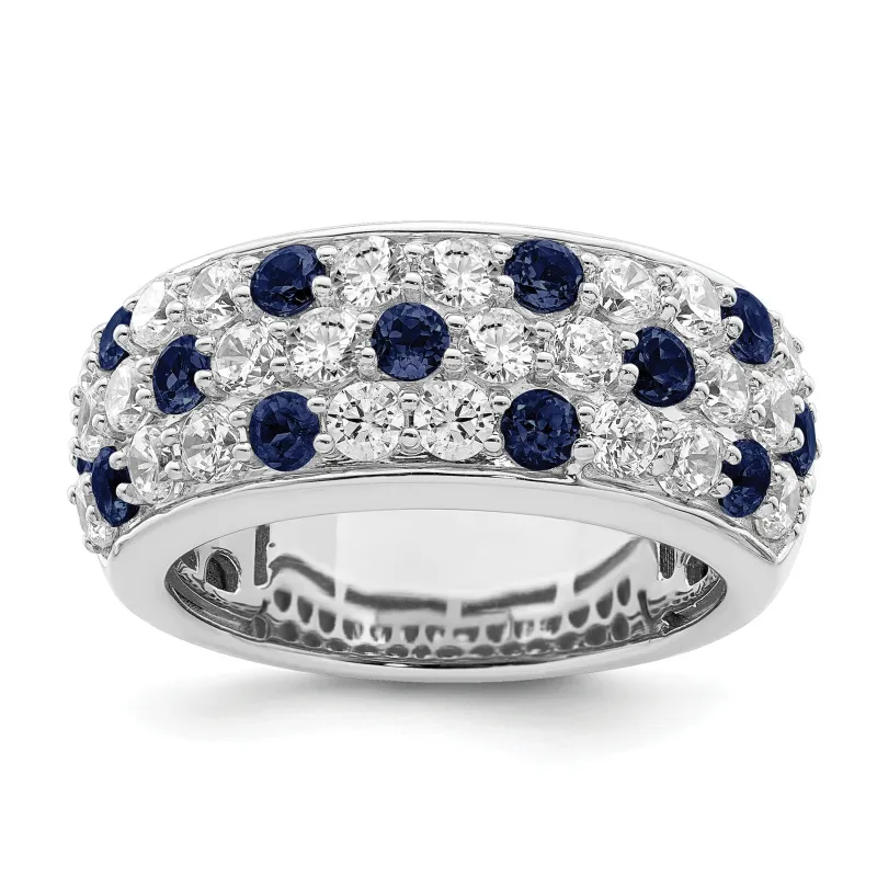 1.44 Ct Round Blue Sapphire & Lab Diamond Pavé 14K White Gold Cocktail Ring made by Zulily