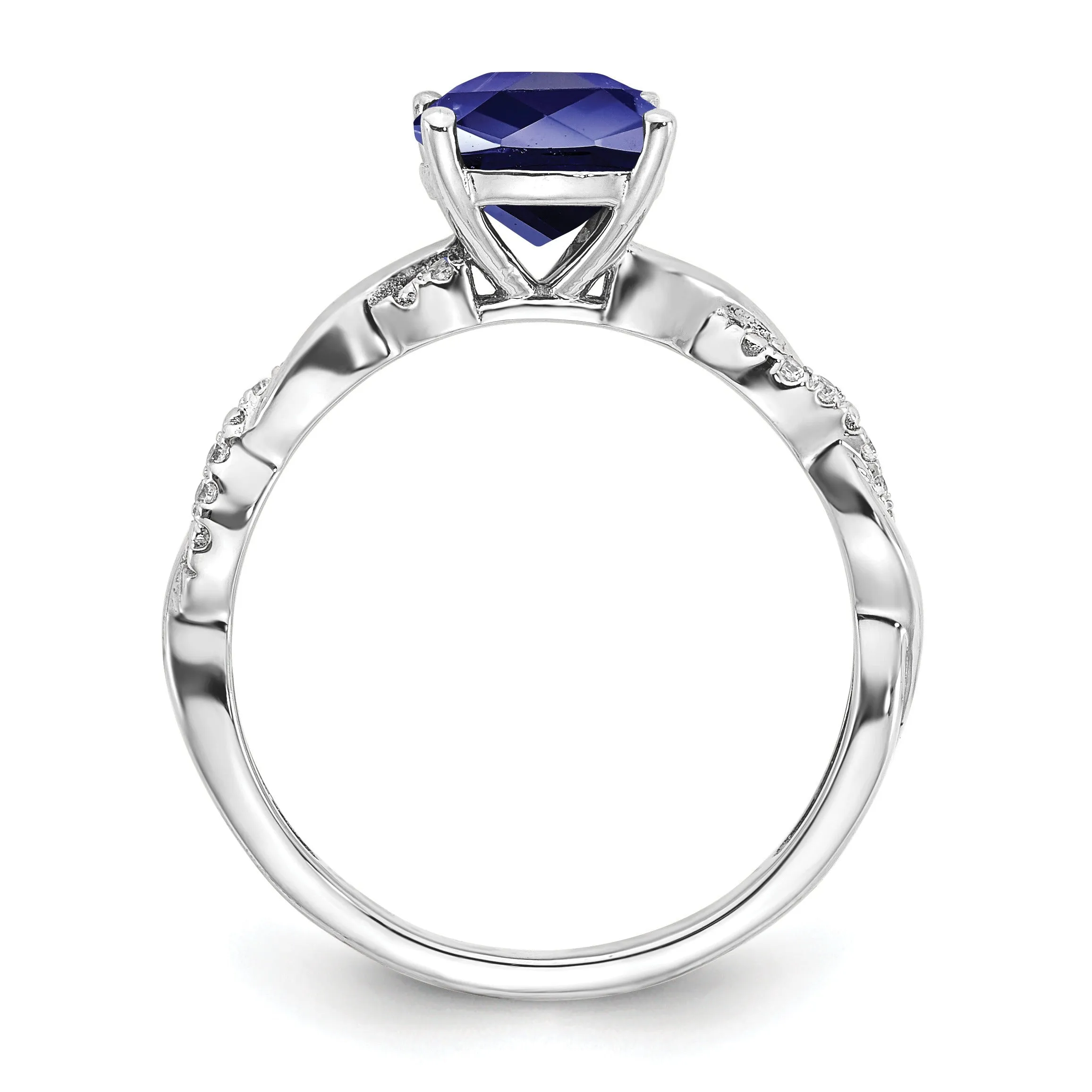 1.96 Ct Cushion Blue Created Sapphire & Diamond Prong Silver Infinity Twisted Ring sold by Zulily product image thumbnail 3