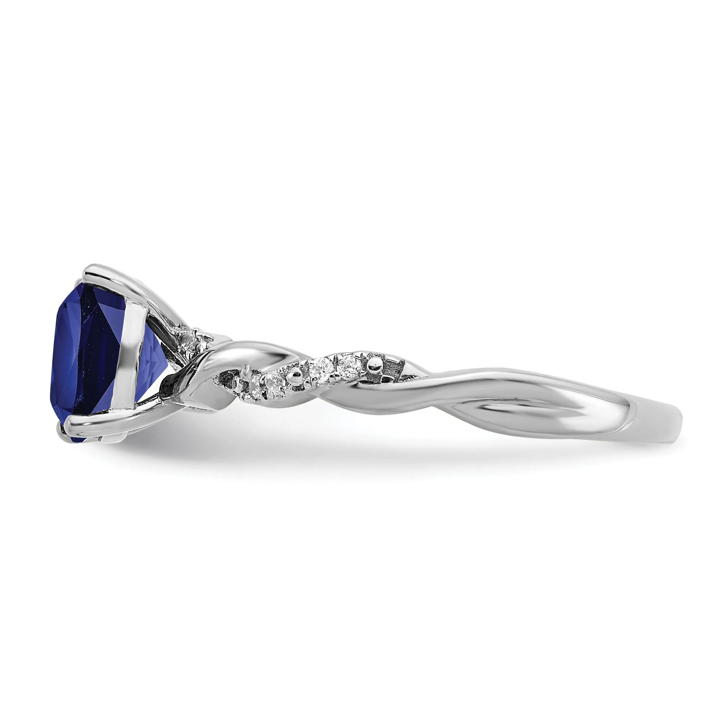 1.96 Ct Cushion Blue Created Sapphire & Diamond Prong Silver Infinity Twisted Ring sold by Zulily product image thumbnail 4