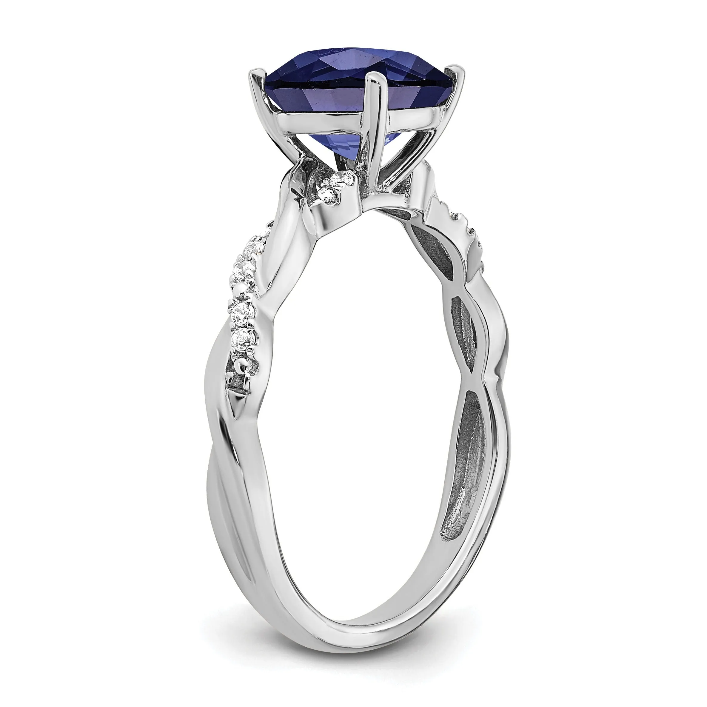 1.96 Ct Cushion Blue Created Sapphire & Diamond Prong Silver Infinity Twisted Ring sold by Zulily product image thumbnail 5