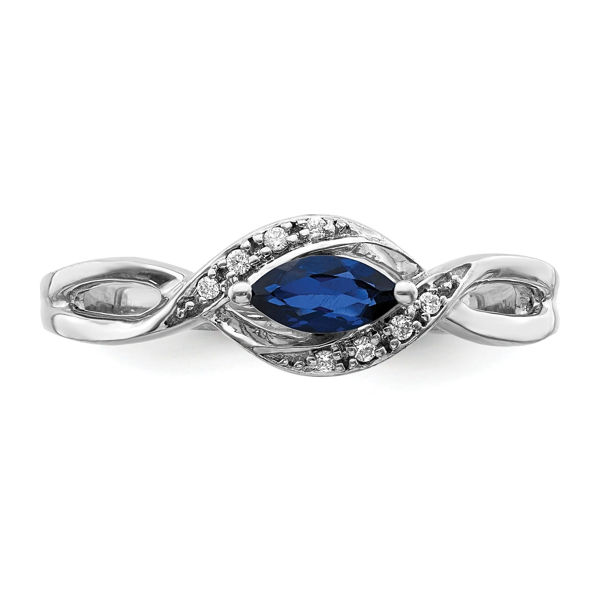 0.29 Ct. Blue Marquise Sapphire & Diamond Prong Pavé 14K White Gold East-West Bypass Ring sold by Zulily product image thumbnail 3