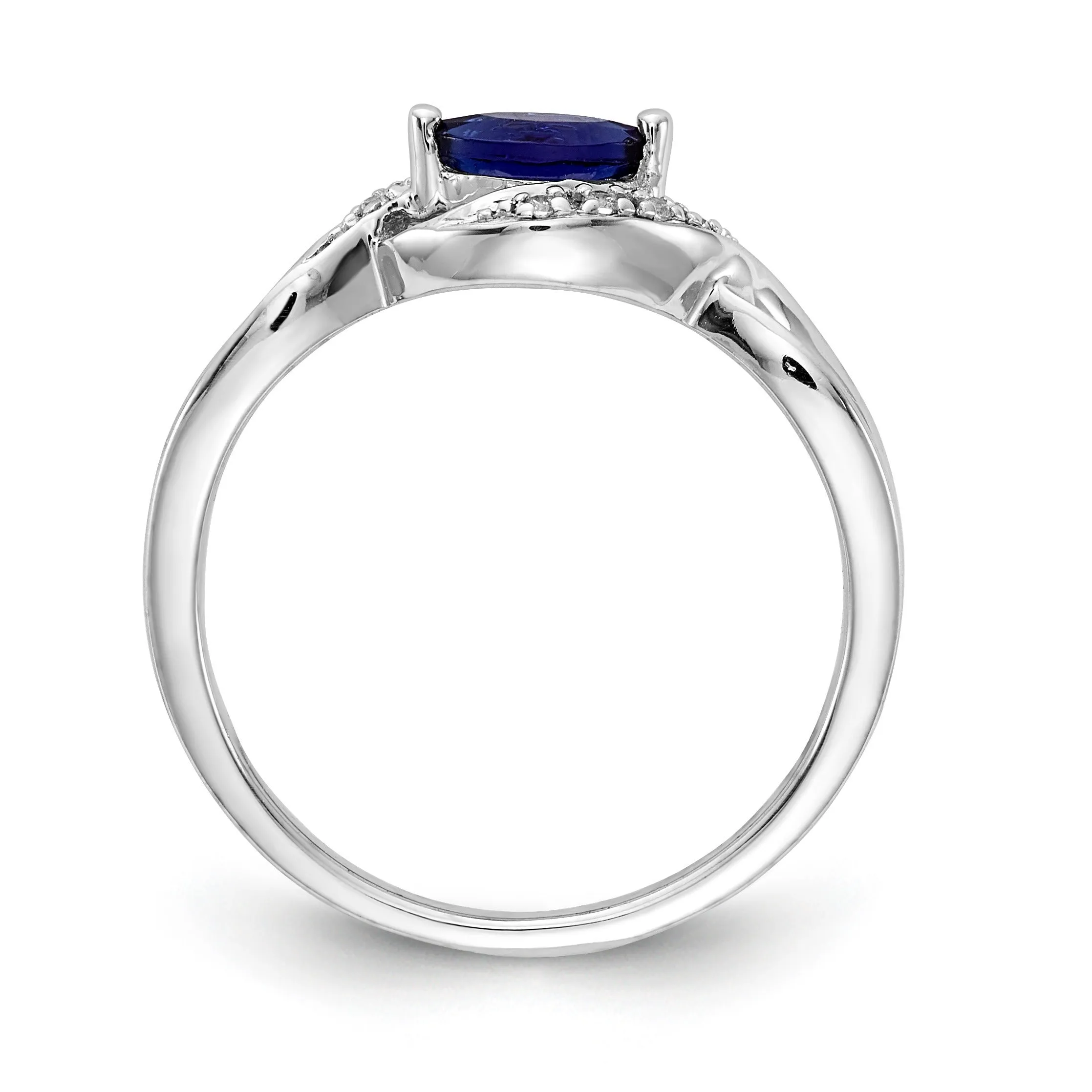 0.29 Ct. Blue Marquise Sapphire & Diamond Prong Pavé 14K White Gold East-West Bypass Ring sold by Zulily product image thumbnail 5