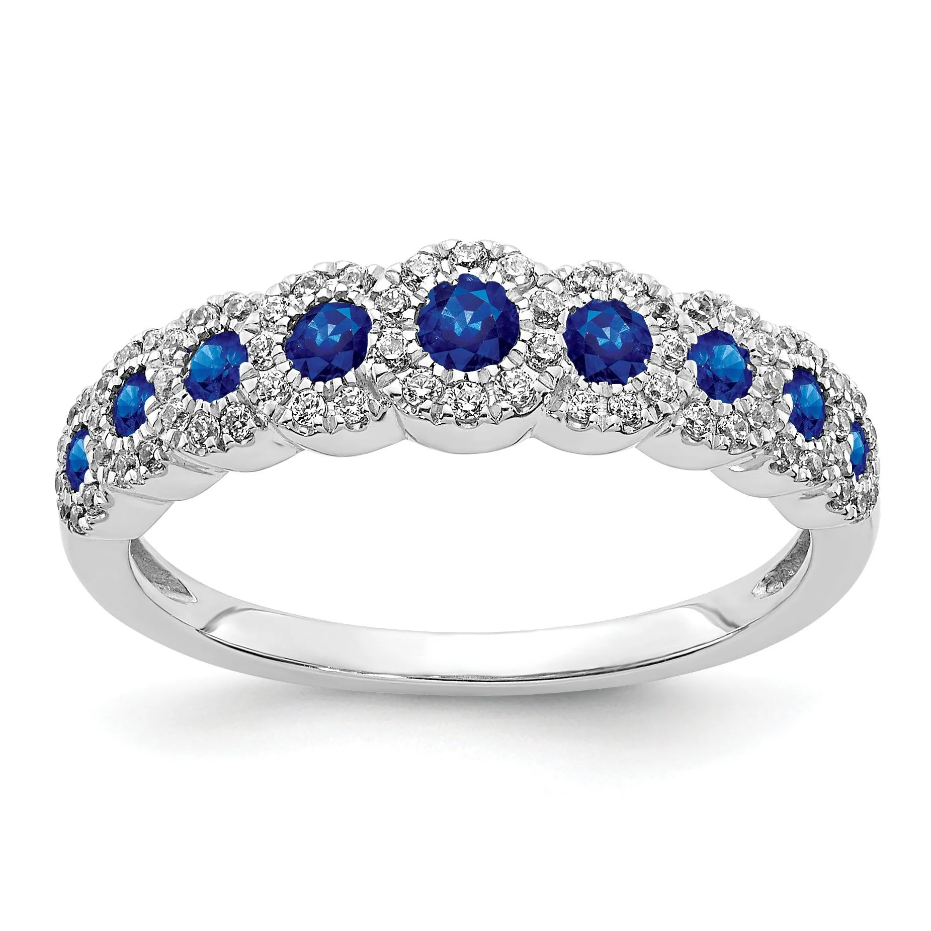 0.86 Ct Round Blue Sapphire & Diamond Prong 14K White Gold Eternity Halo Ring sold by Zulily