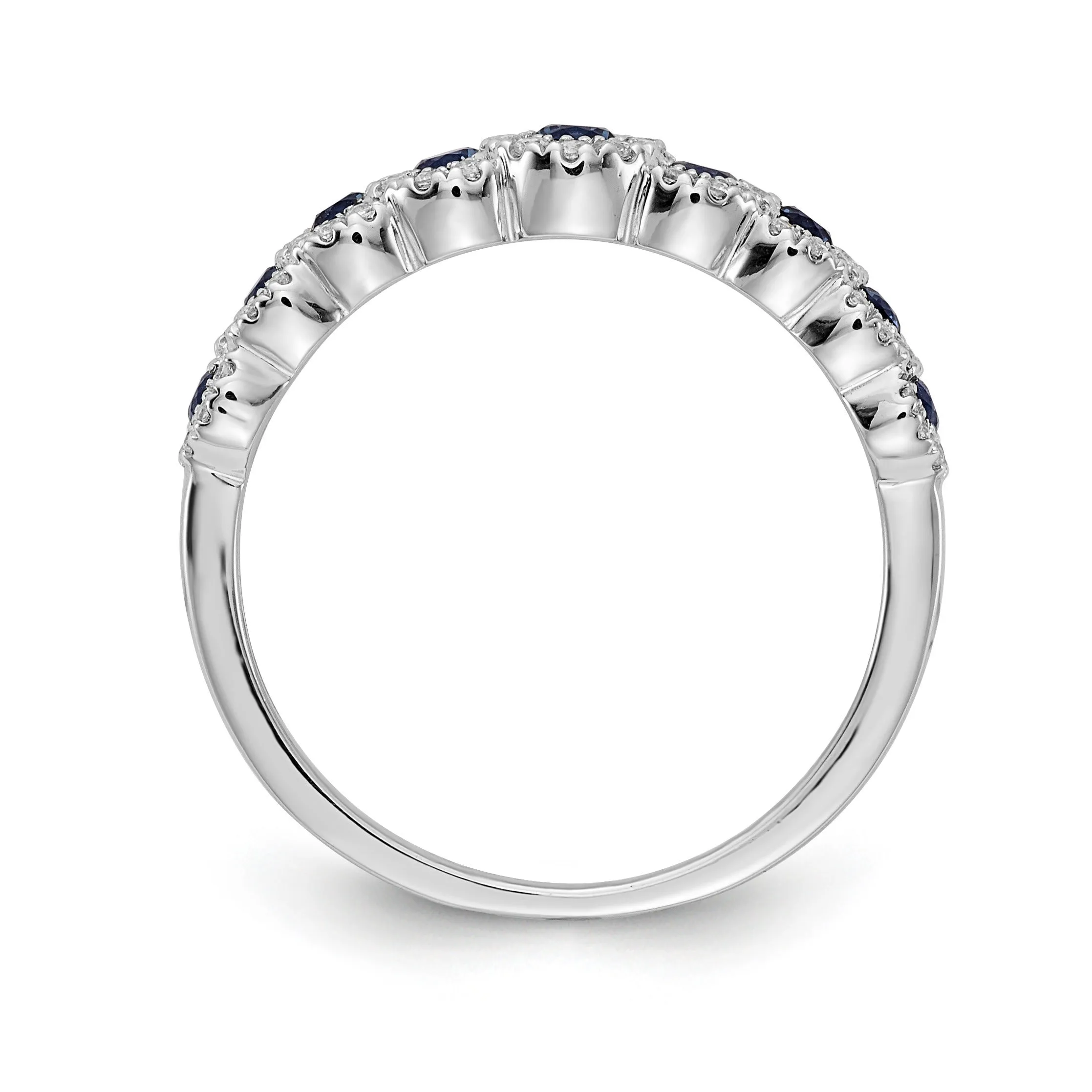 0.86 Ct Round Blue Sapphire & Diamond Prong 14K White Gold Eternity Halo Ring sold by Zulily product image thumbnail 2