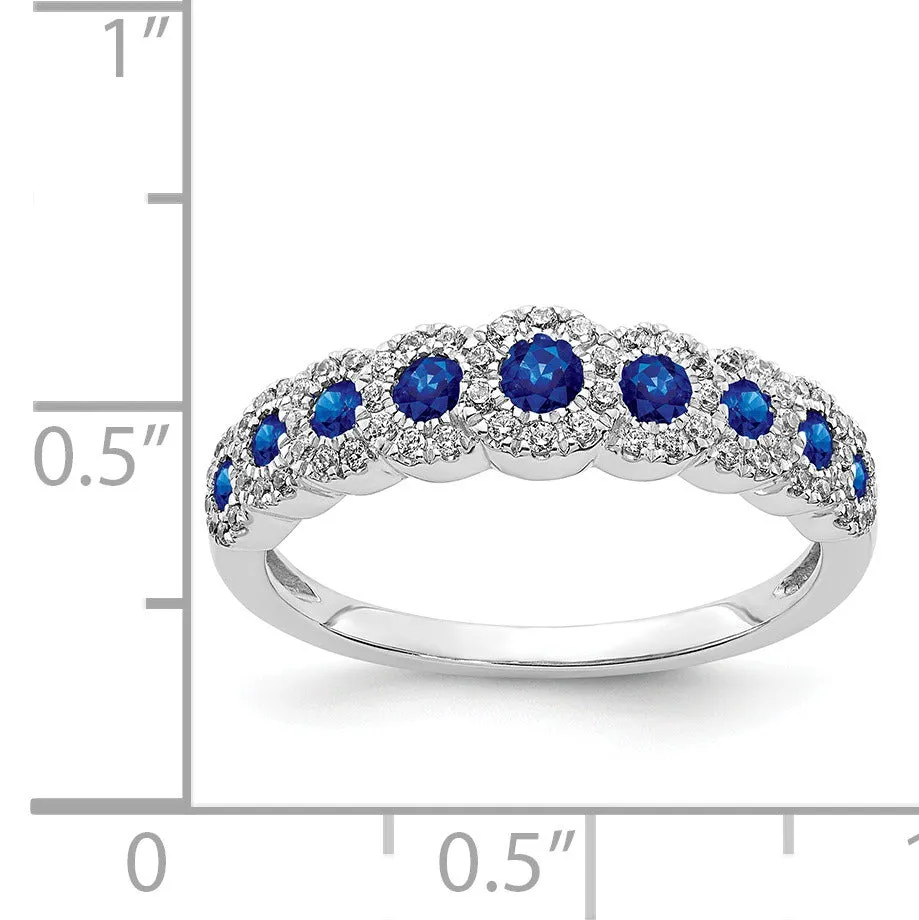 0.86 Ct Round Blue Sapphire & Diamond Prong 14K White Gold Eternity Halo Ring sold by Zulily product image thumbnail 3