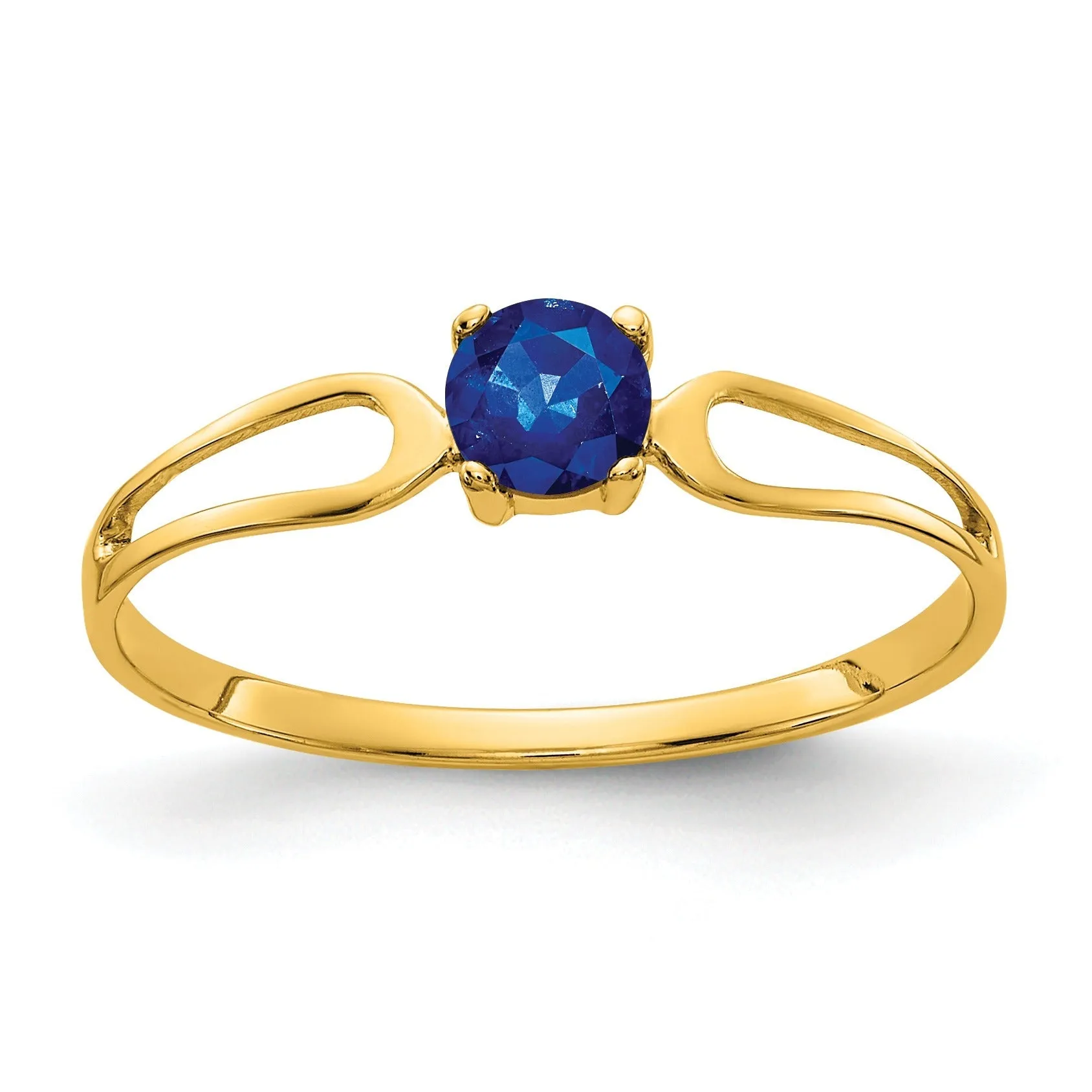 0.35 Ct Round Blue Sapphire Prong 14K Yellow Gold Open Split-Shank Solitaire Ring sold by Zulily