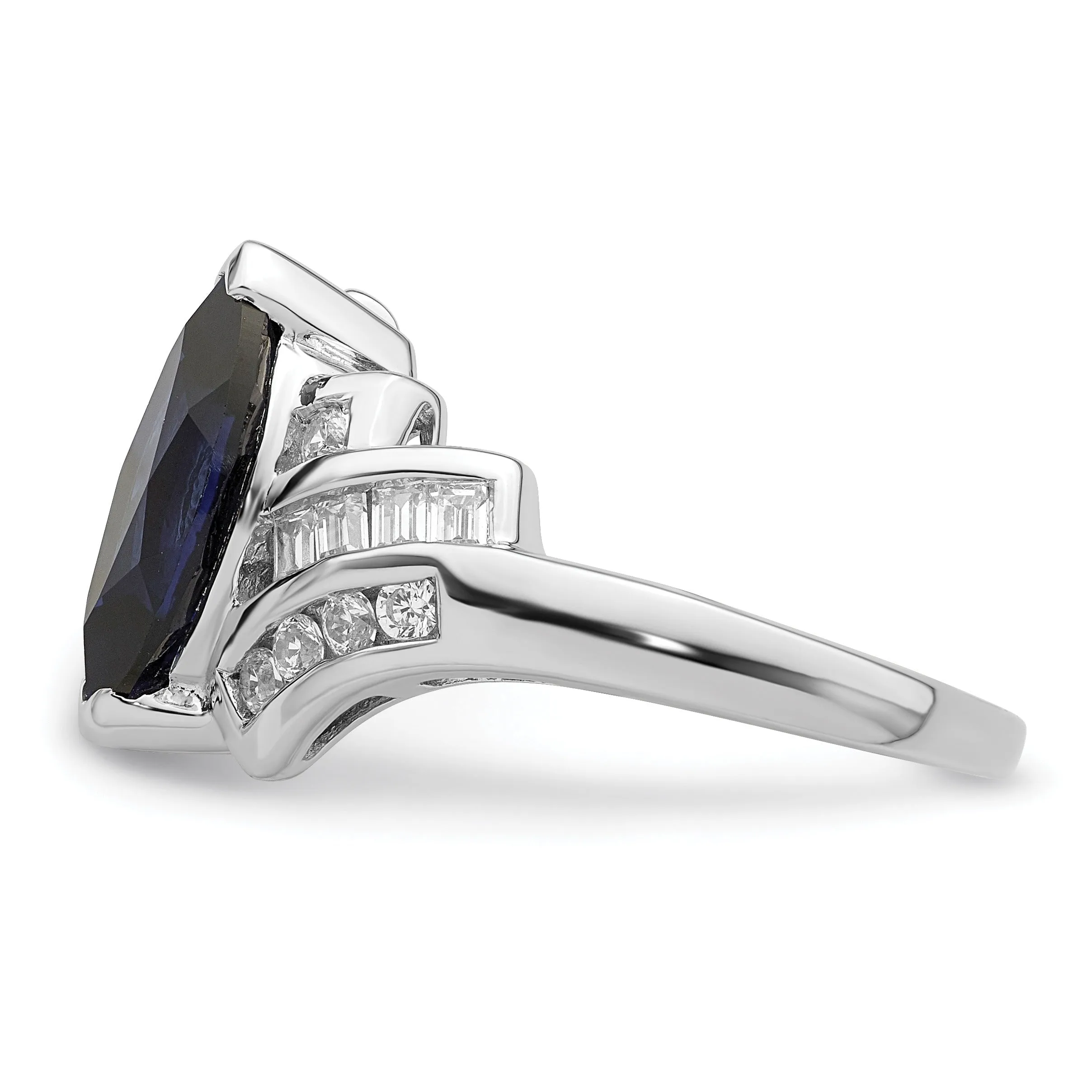 Marquise Blue Lab Created Sapphire Prong Sterling Silver Bypass Statement Ring sold by Zulily product image thumbnail 4